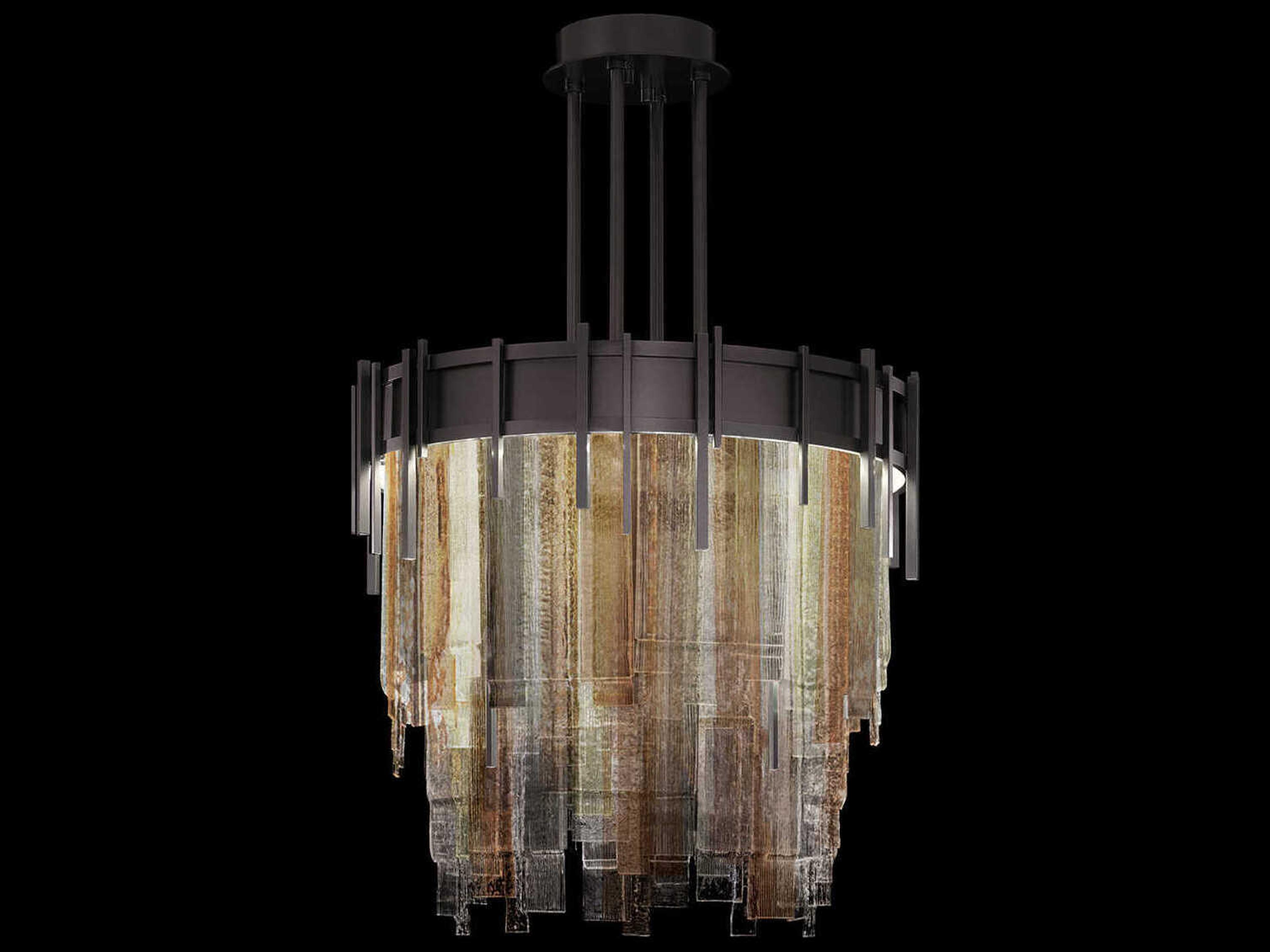 Fine Art Handcrafted Lighting Arpeggio 10-Light Midnight Steel Black Round Pendant