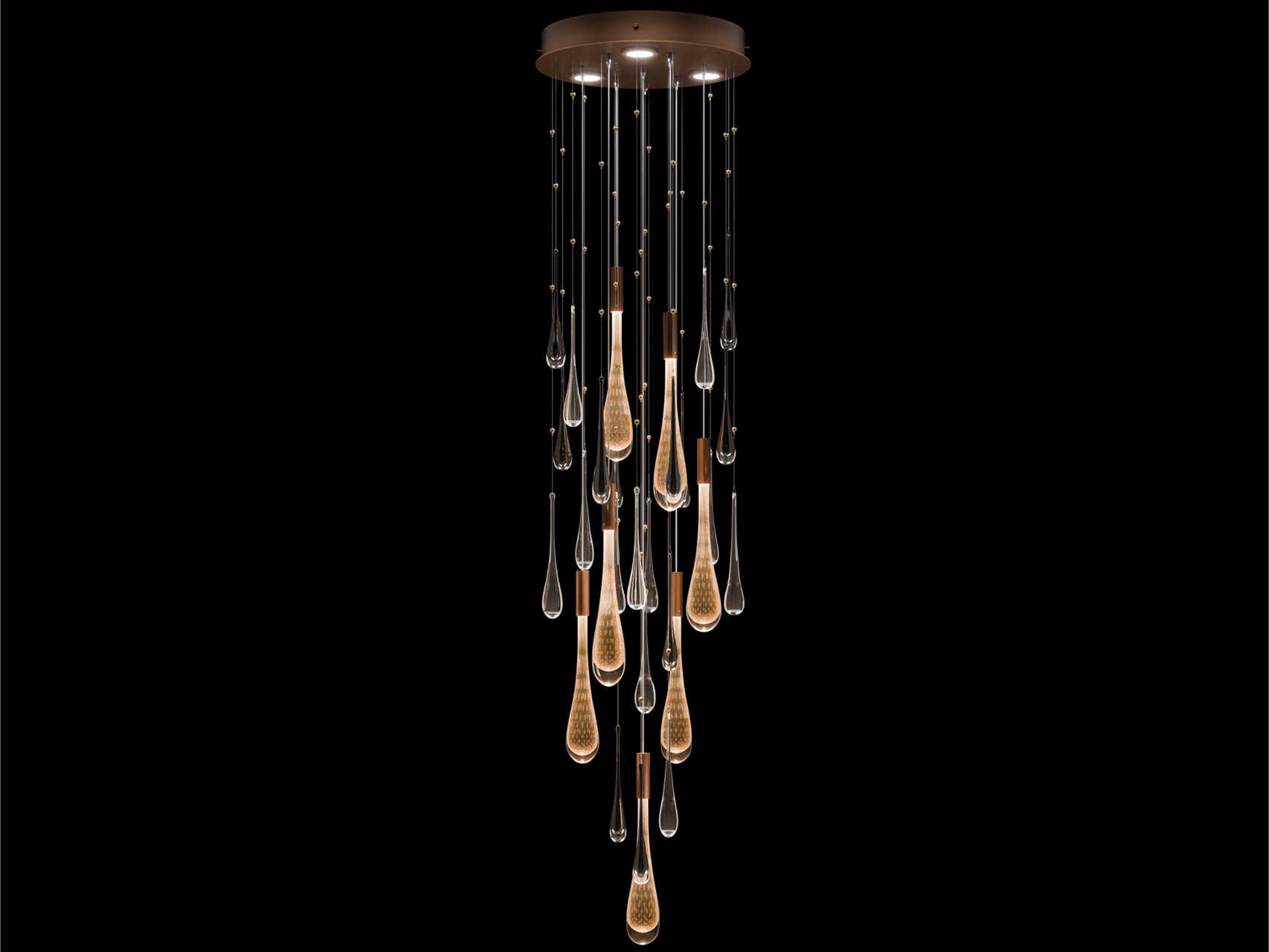Rain 3-Light Ombre Copper Gold Pendant
