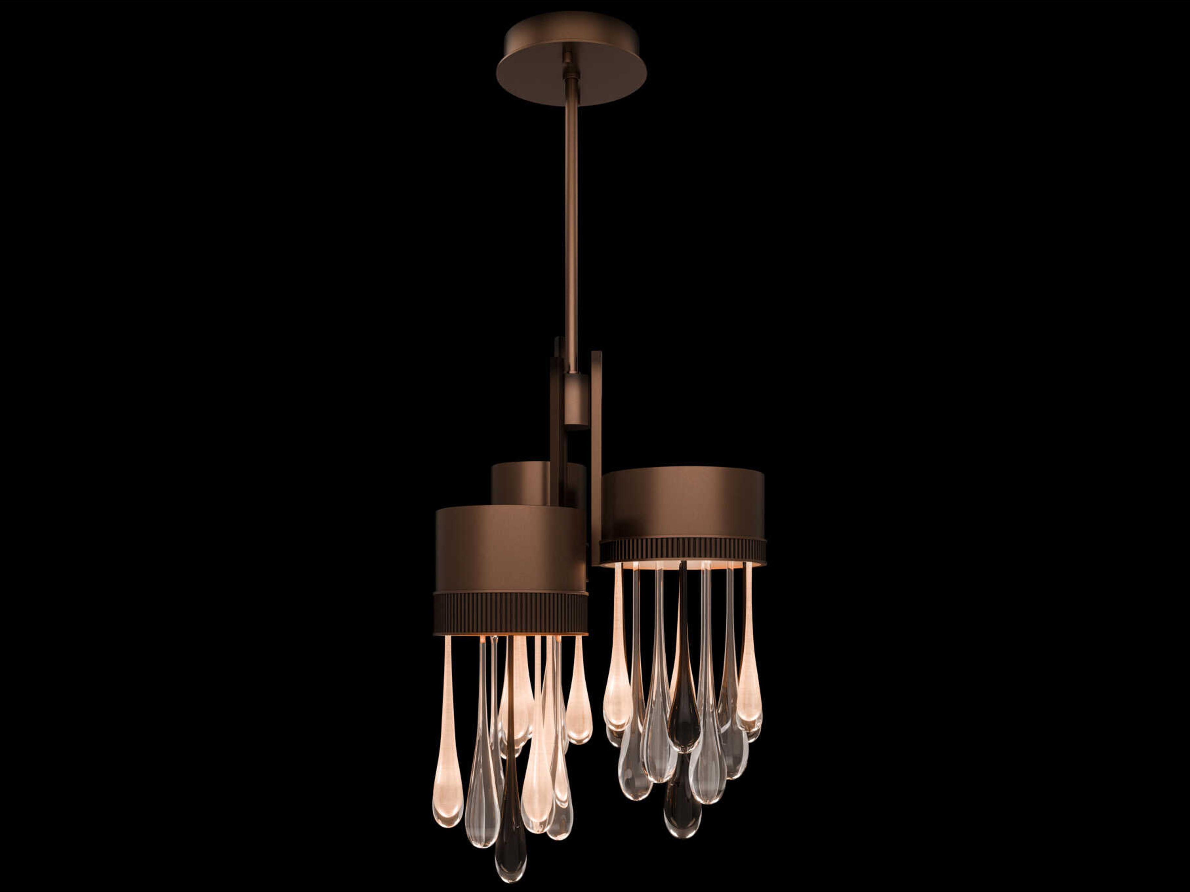 Fine Art Handcrafted Lighting Rain Ombre Copper Gold Tiered Pendant