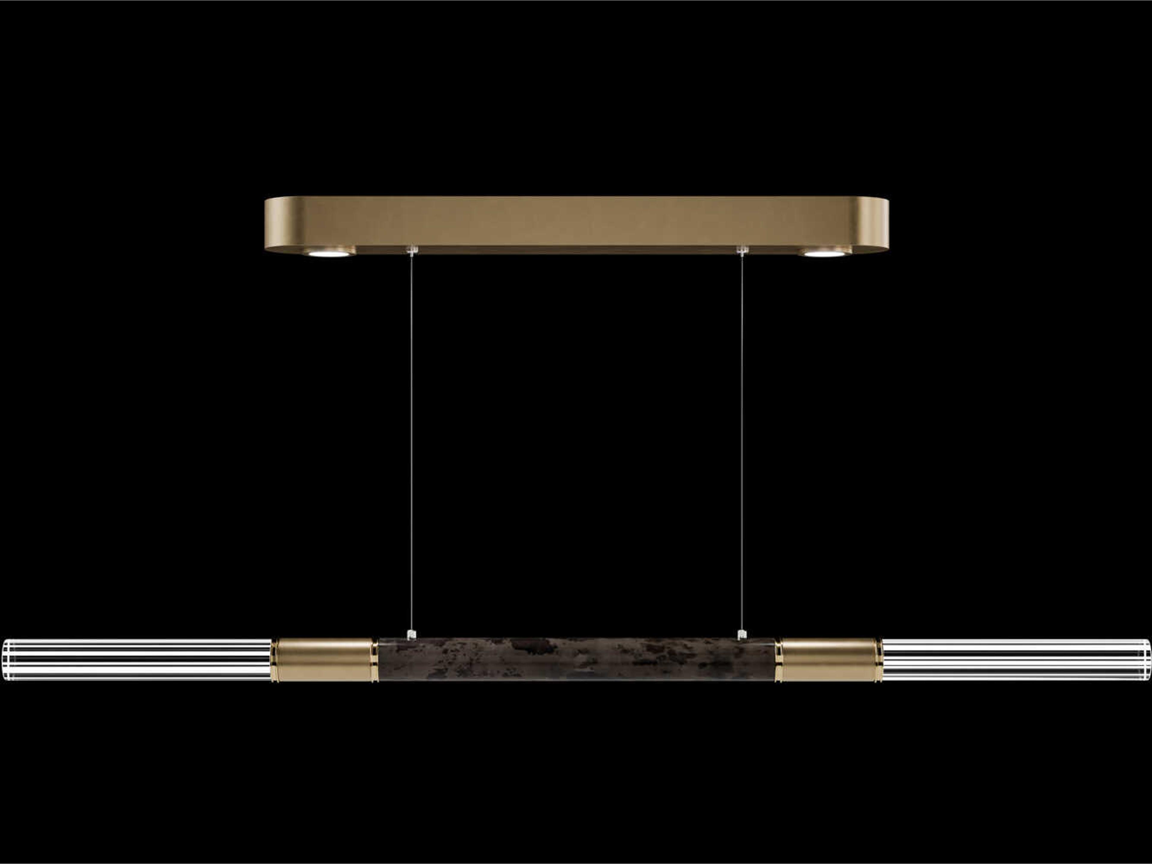 Fine Art Handcrafted Lighting Antonia 4-Light Gold Leaf Linear Island Pendant