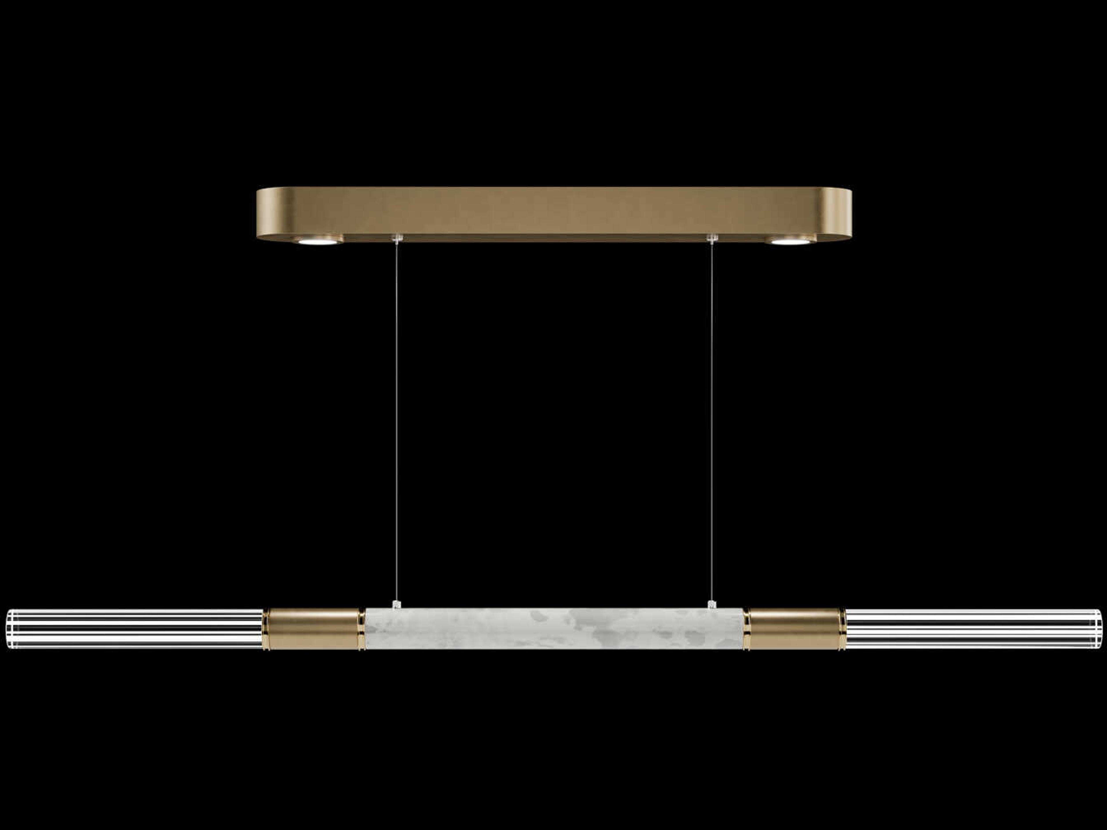 Fine Art Handcrafted Lighting Antonia 4-Light Gold Leaf Linear Island Pendant