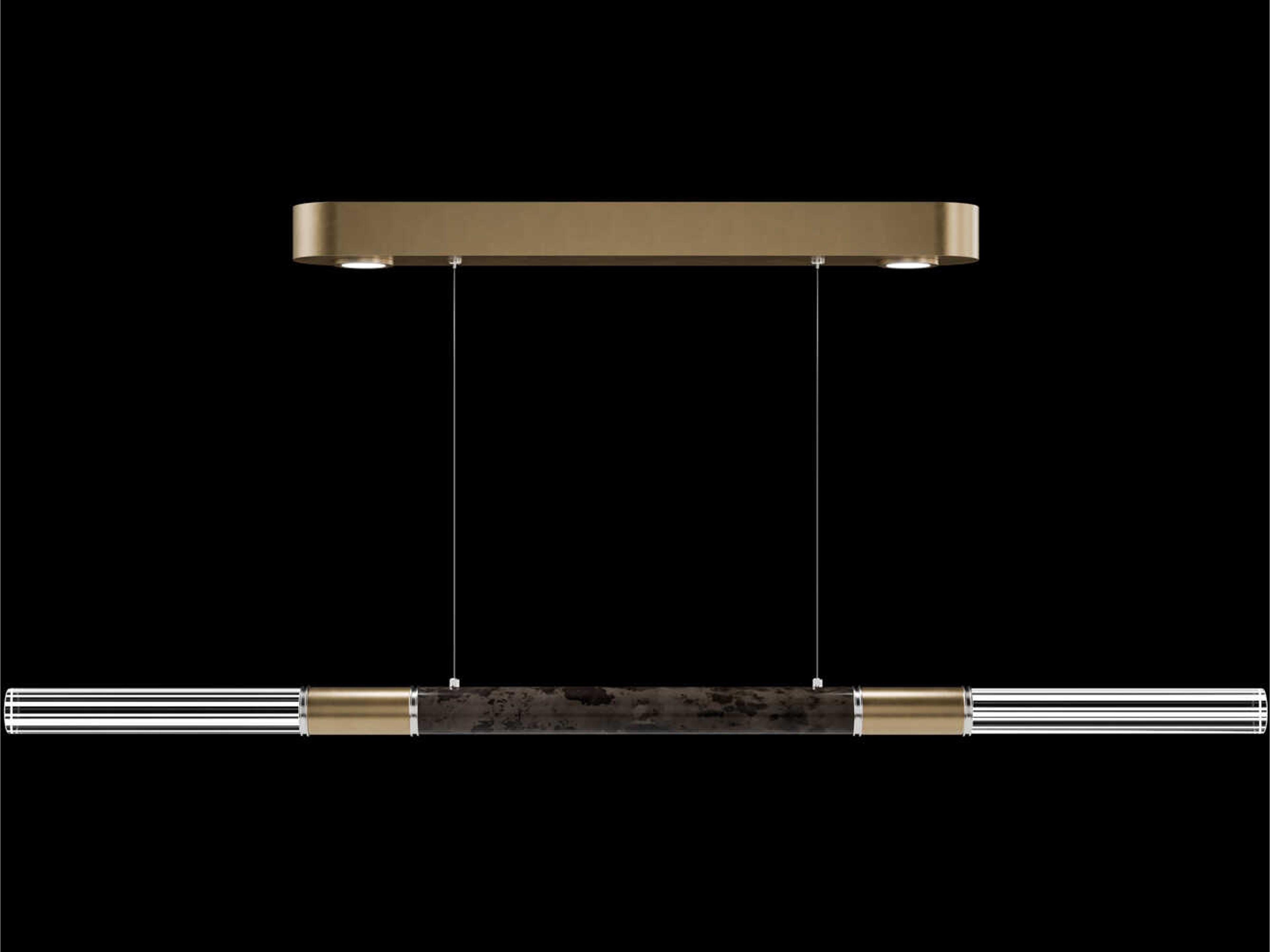 Fine Art Handcrafted Lighting Antonia 4-Light Gold Leaf Linear Island Pendant