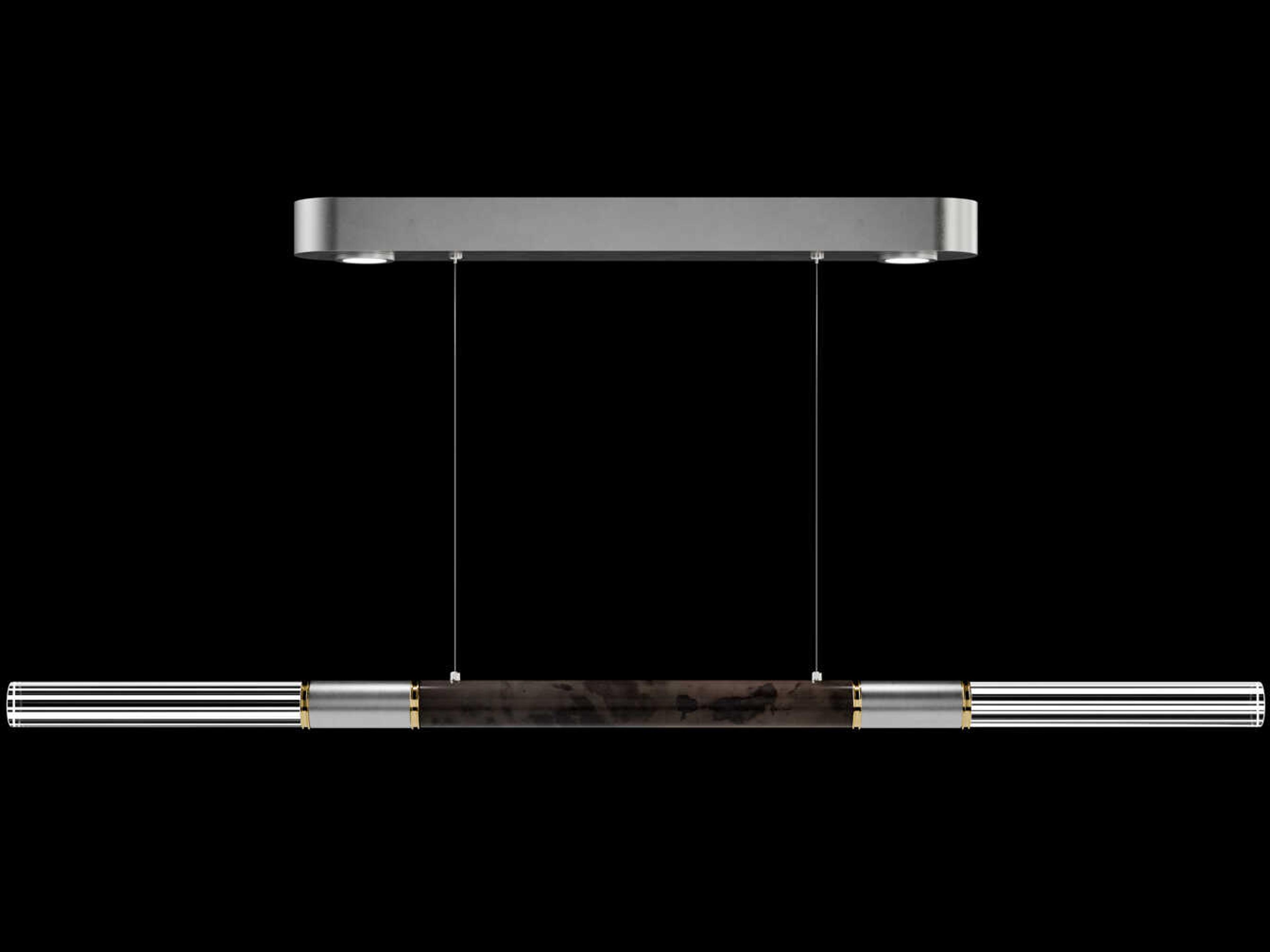 Fine Art Handcrafted Lighting Antonia 4-Light Silver Leaf Linear Island Pendant