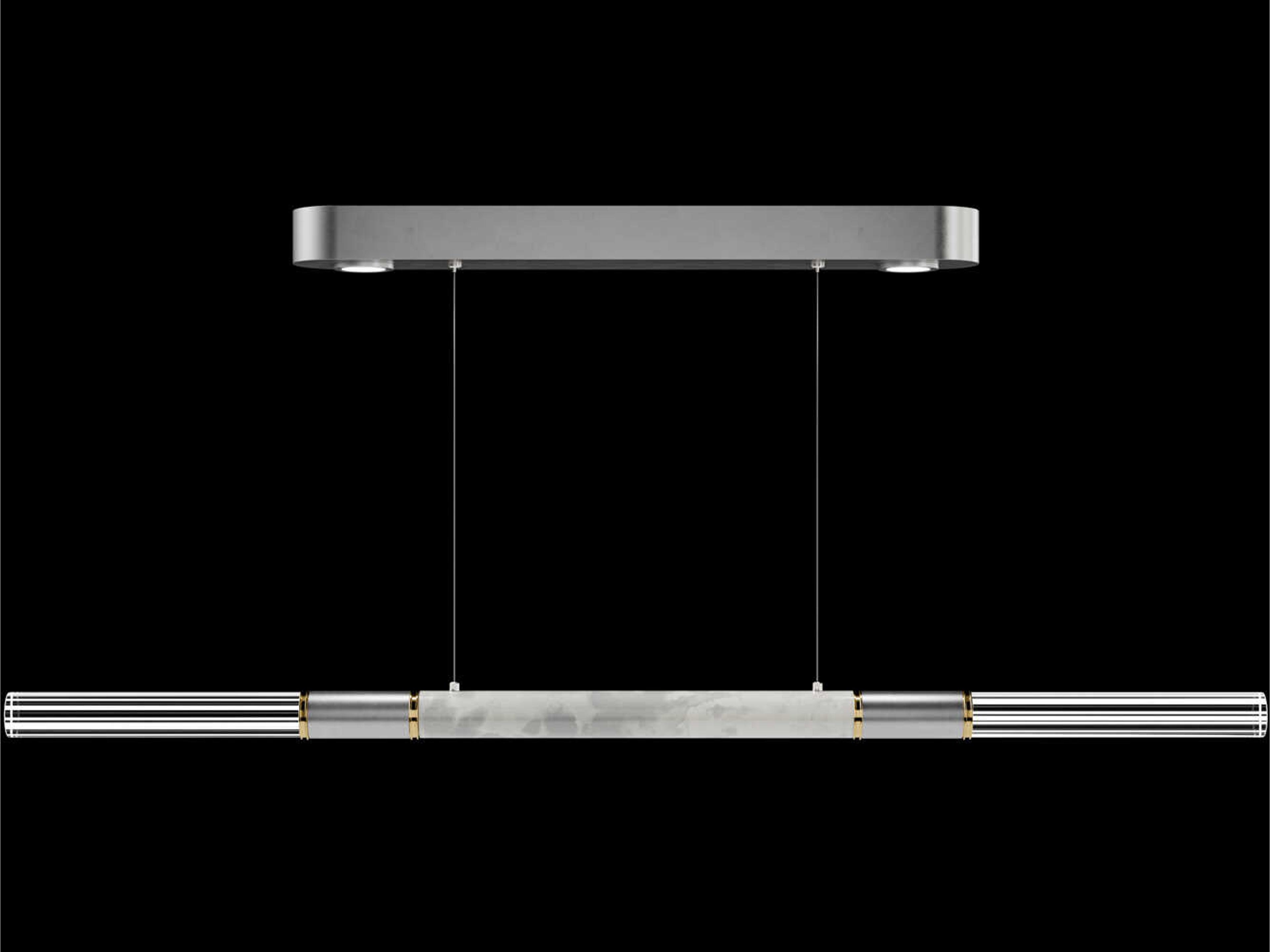 Fine Art Handcrafted Lighting Antonia 4-Light Silver Leaf Linear Island Pendant