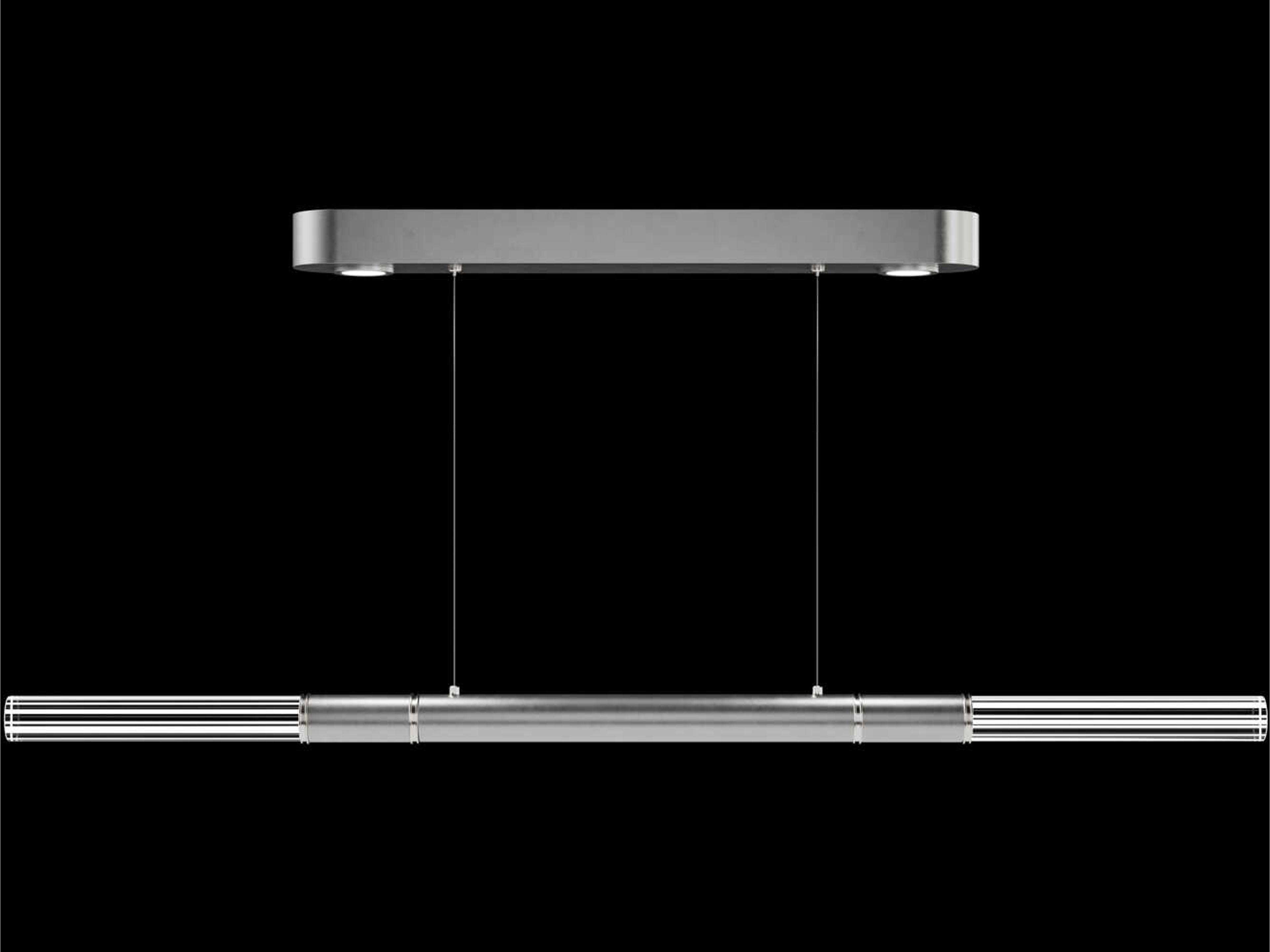 Fine Art Handcrafted Lighting Antonia 4-Light Silver Leaf Linear Island Pendant