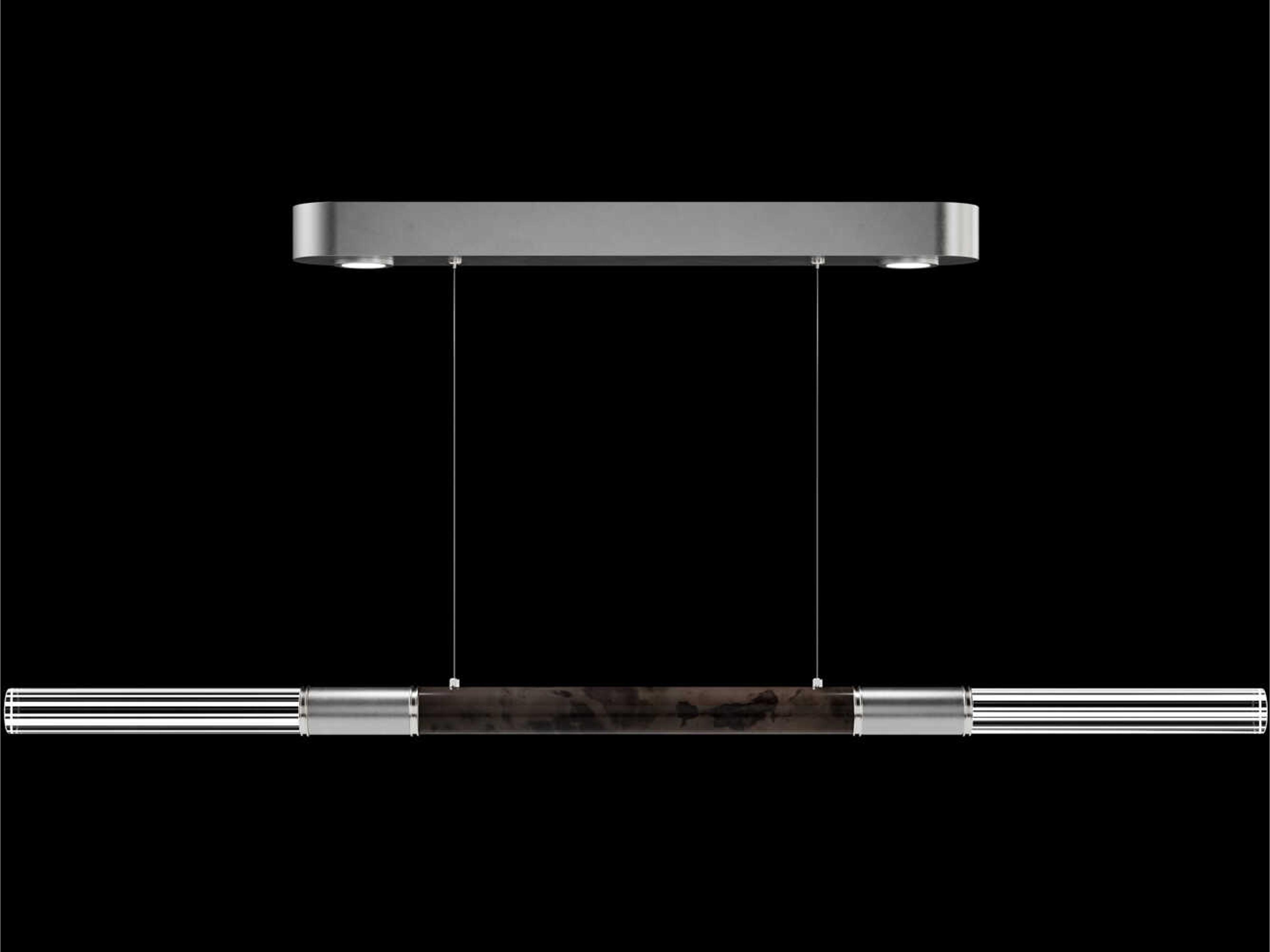 Fine Art Handcrafted Lighting Antonia 4-Light Silver Leaf Linear Island Pendant