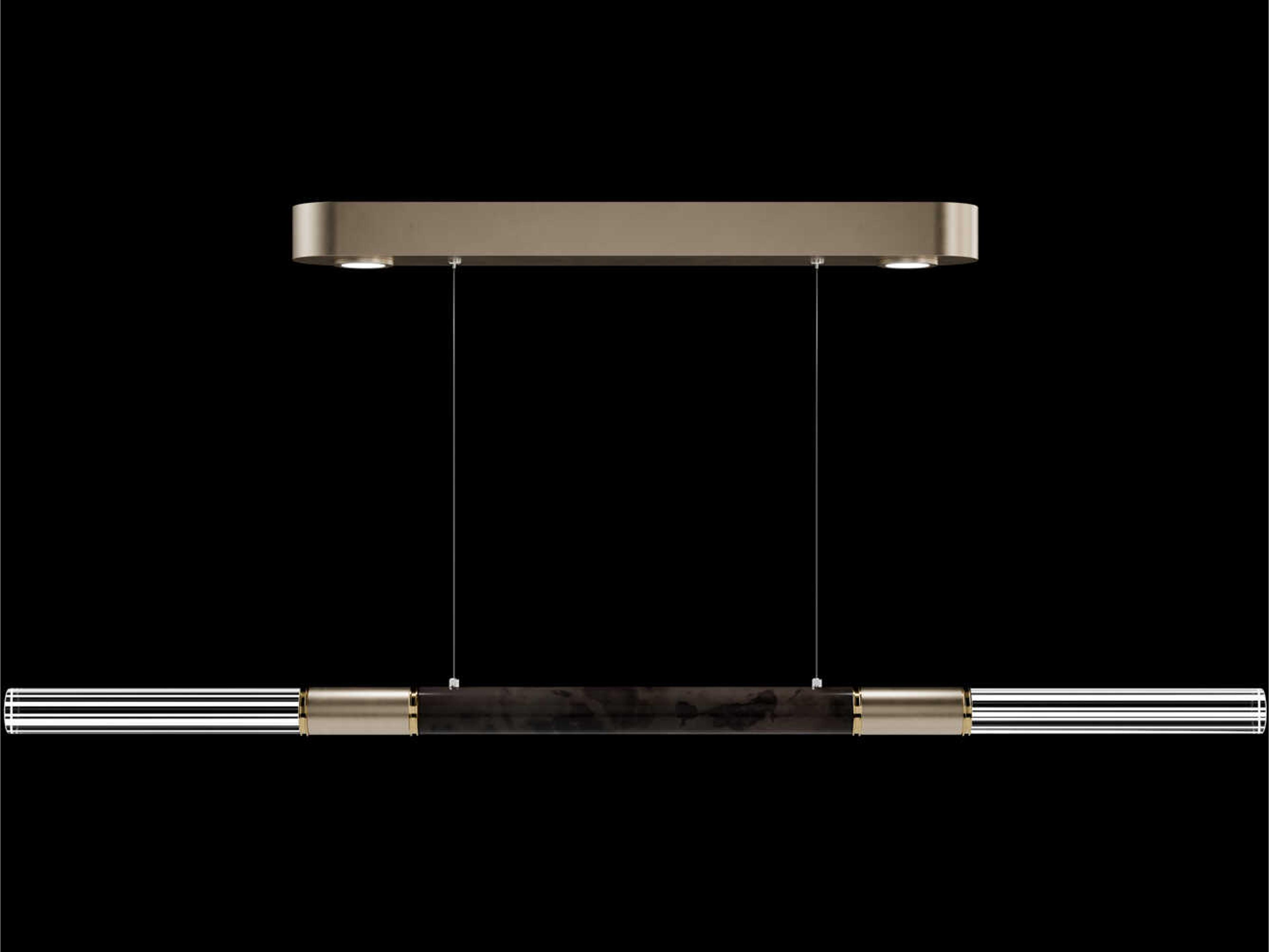 Fine Art Handcrafted Lighting Antonia 4-Light Soft Gold Leaf Linear Island Pendant