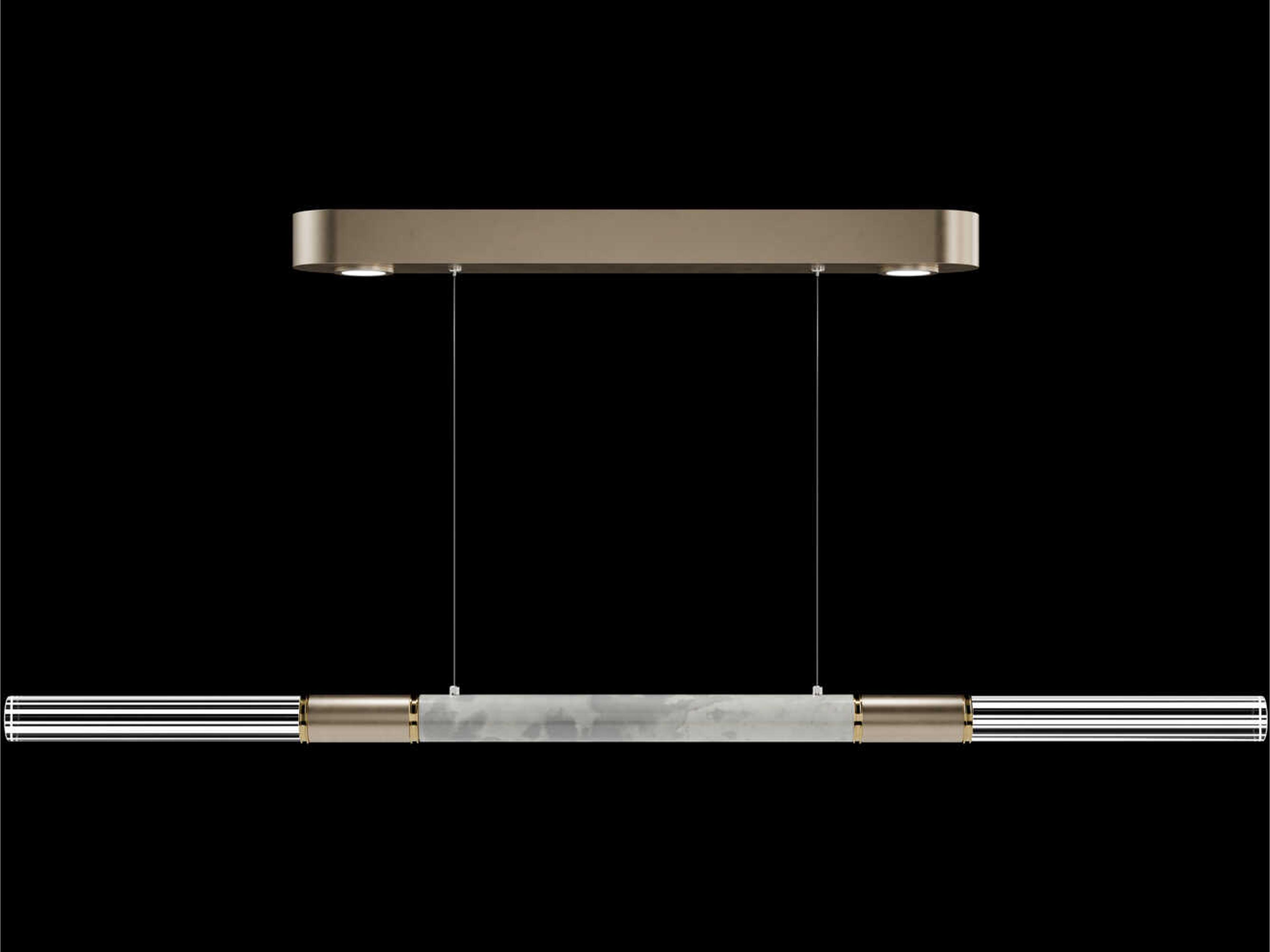 Fine Art Handcrafted Lighting Antonia 4-Light Soft Gold Leaf Linear Island Pendant