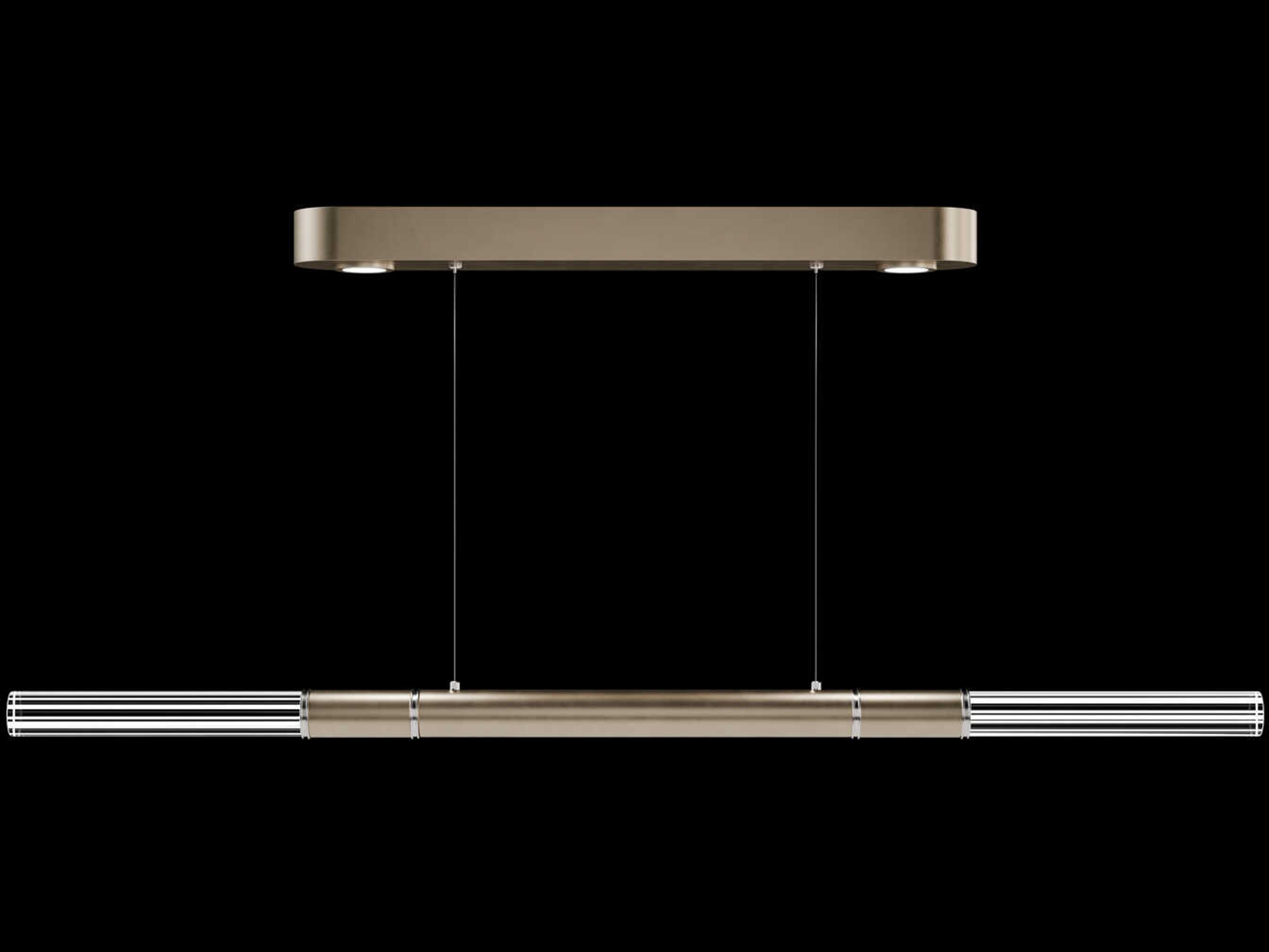 Fine Art Handcrafted Lighting Antonia 4-Light Soft Gold Leaf Linear Island Pendant