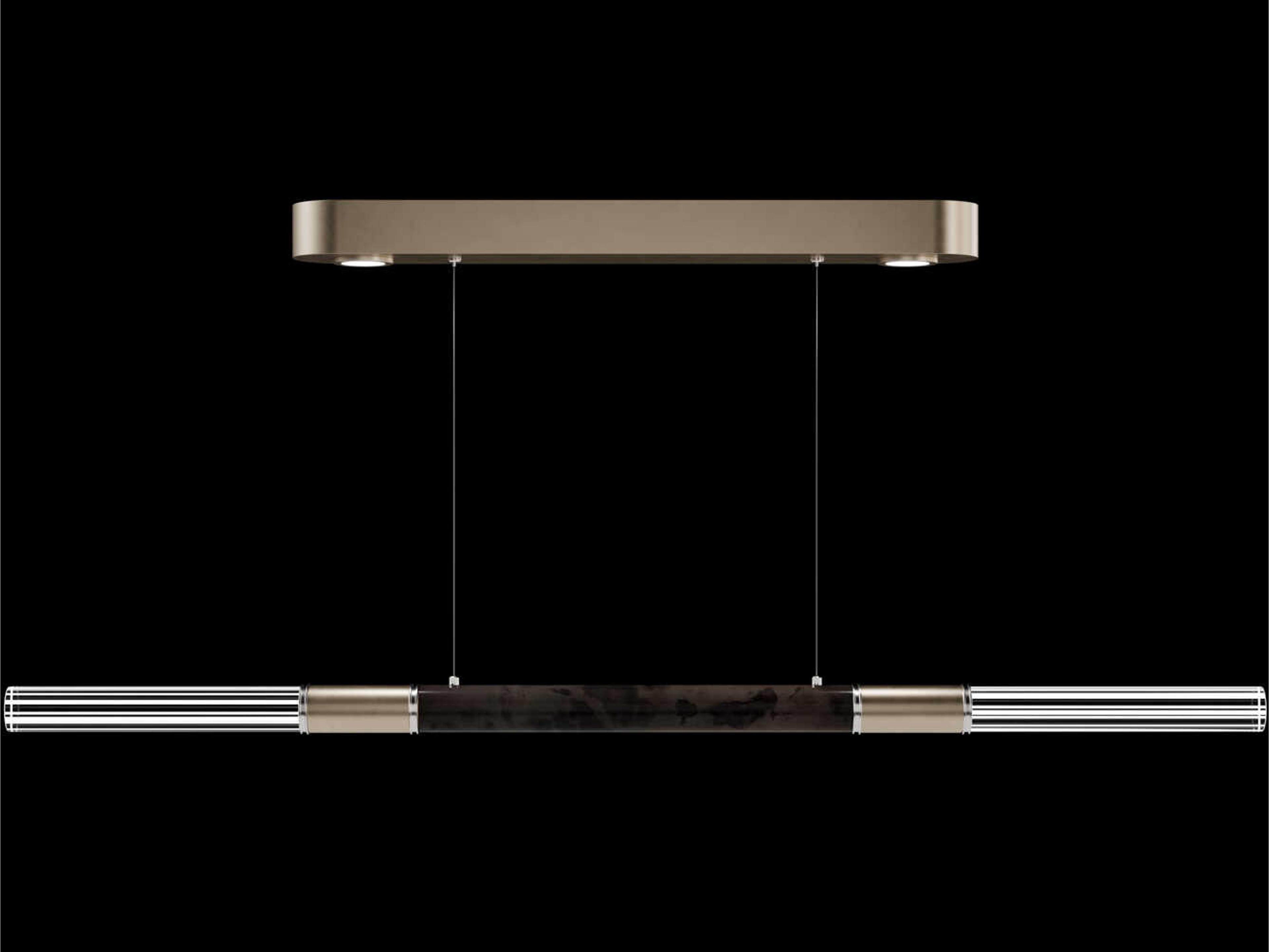 Fine Art Handcrafted Lighting Antonia 4-Light Soft Gold Leaf Linear Island Pendant