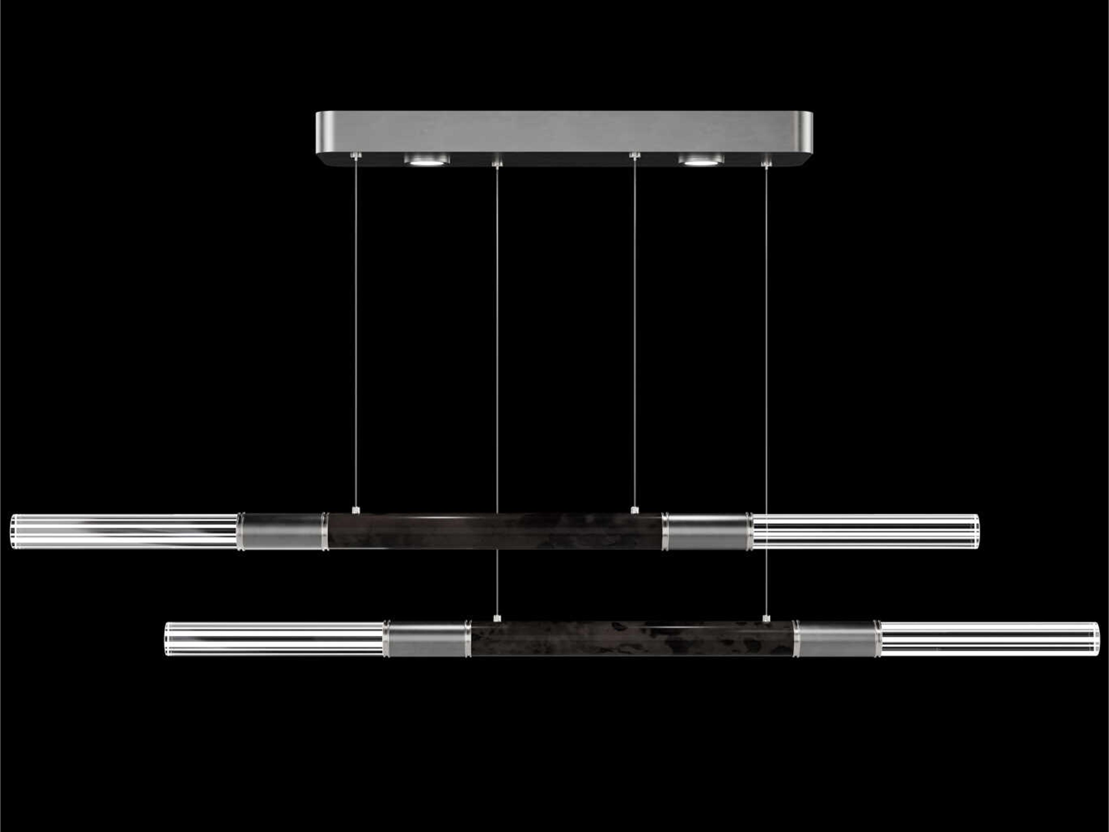 Fine Art Handcrafted Lighting Antonia 6-Light Silver Leaf Linear Island Pendant