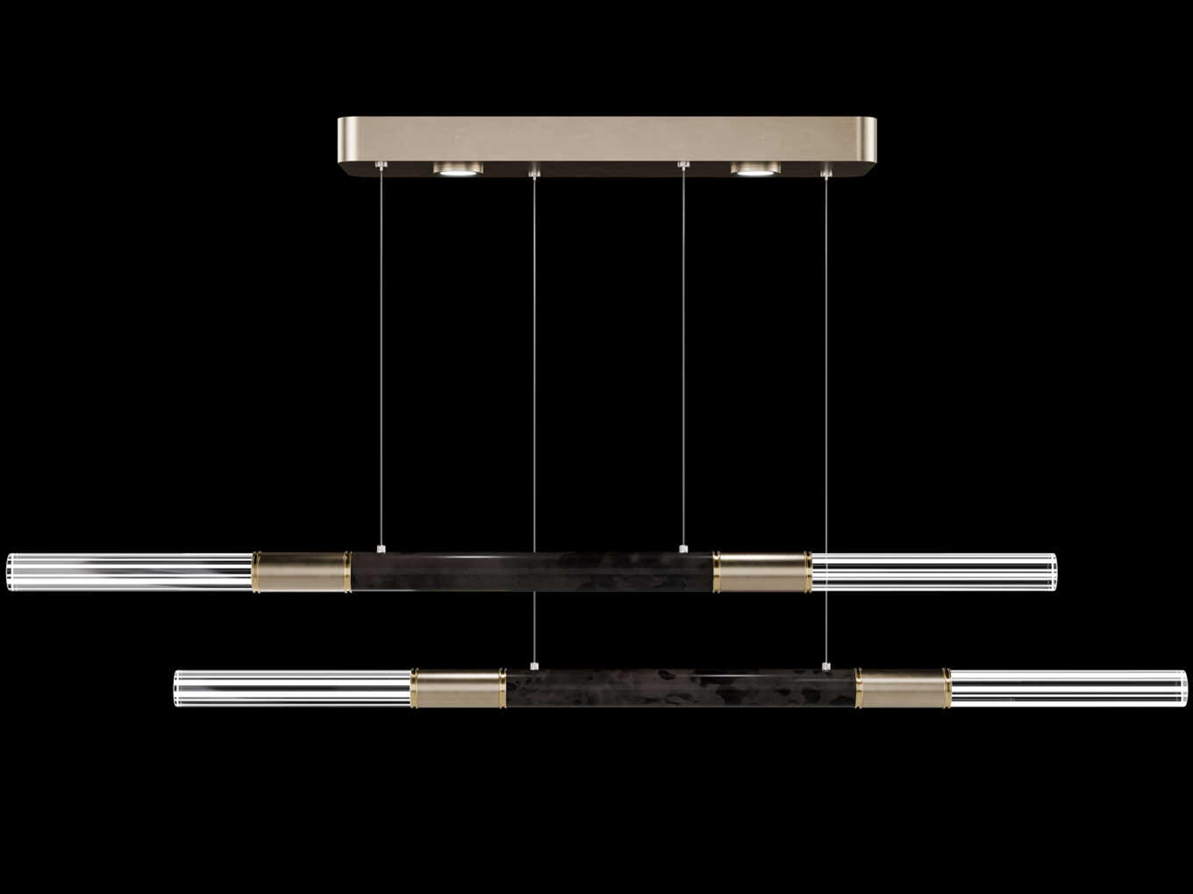 Fine Art Handcrafted Lighting Antonia 6-Light Soft Gold Leaf Nickel Linear Island Pendant