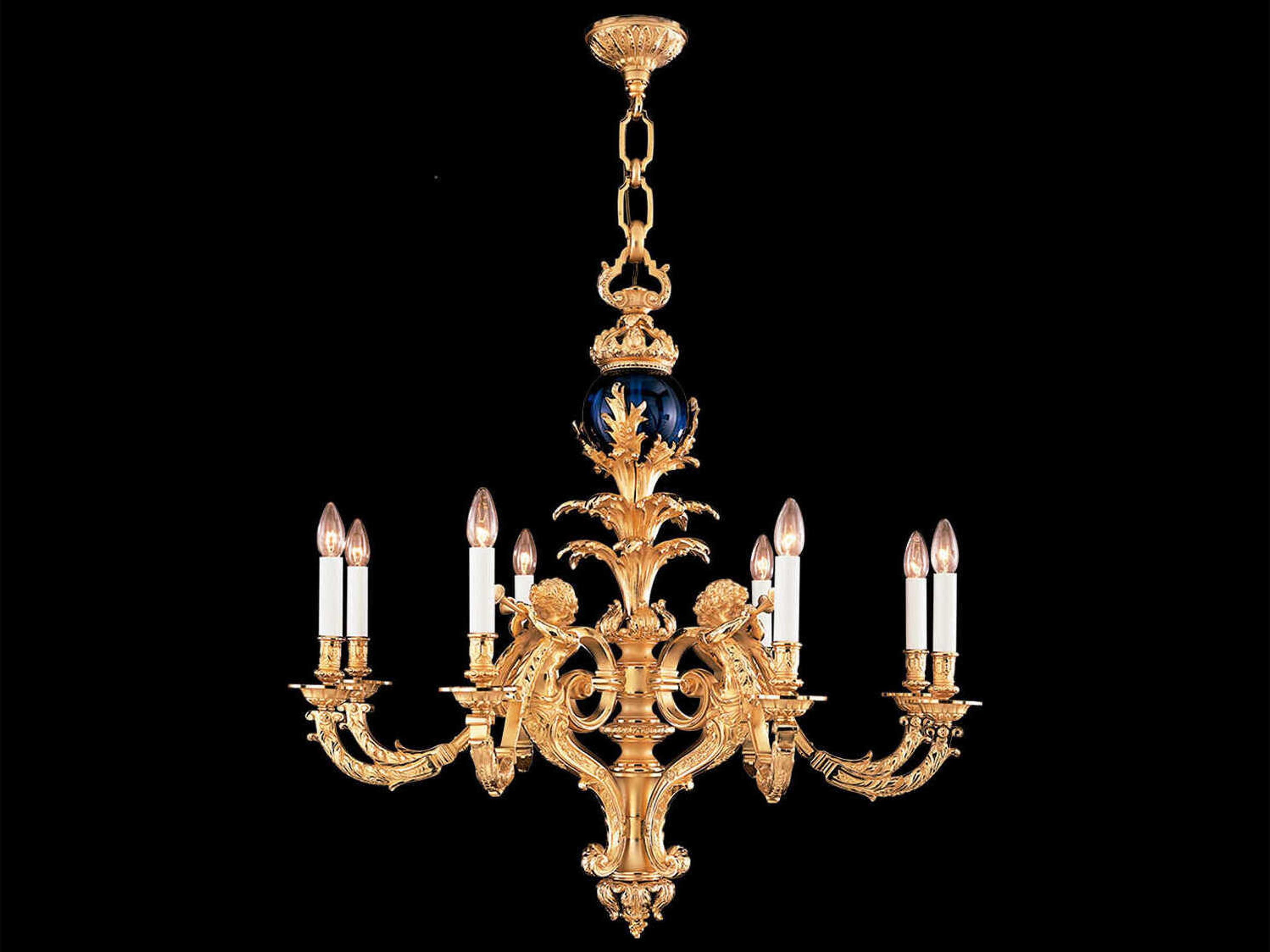 Mariner Luxury 8-Light Antique Gold Plated Traditional Candelabra Chandelier