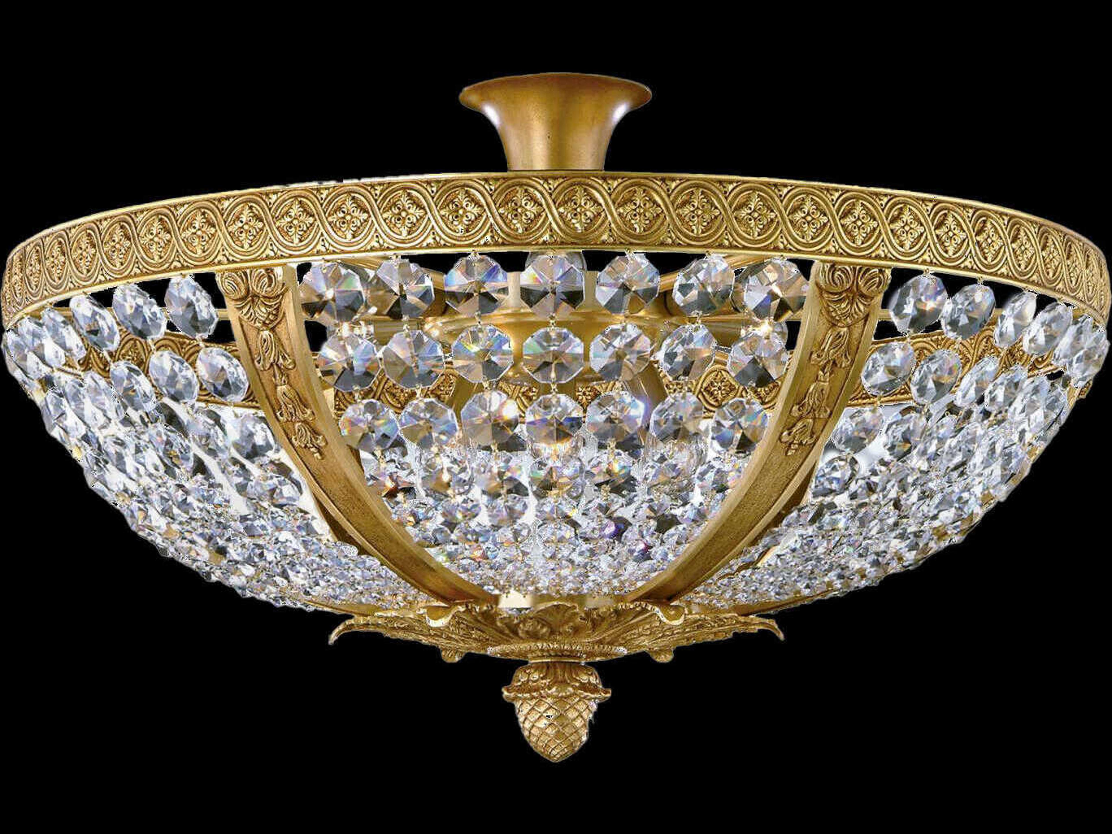 Mariner Luxury 12-Light French Gold Traditional Bowl Semi Flush Mount