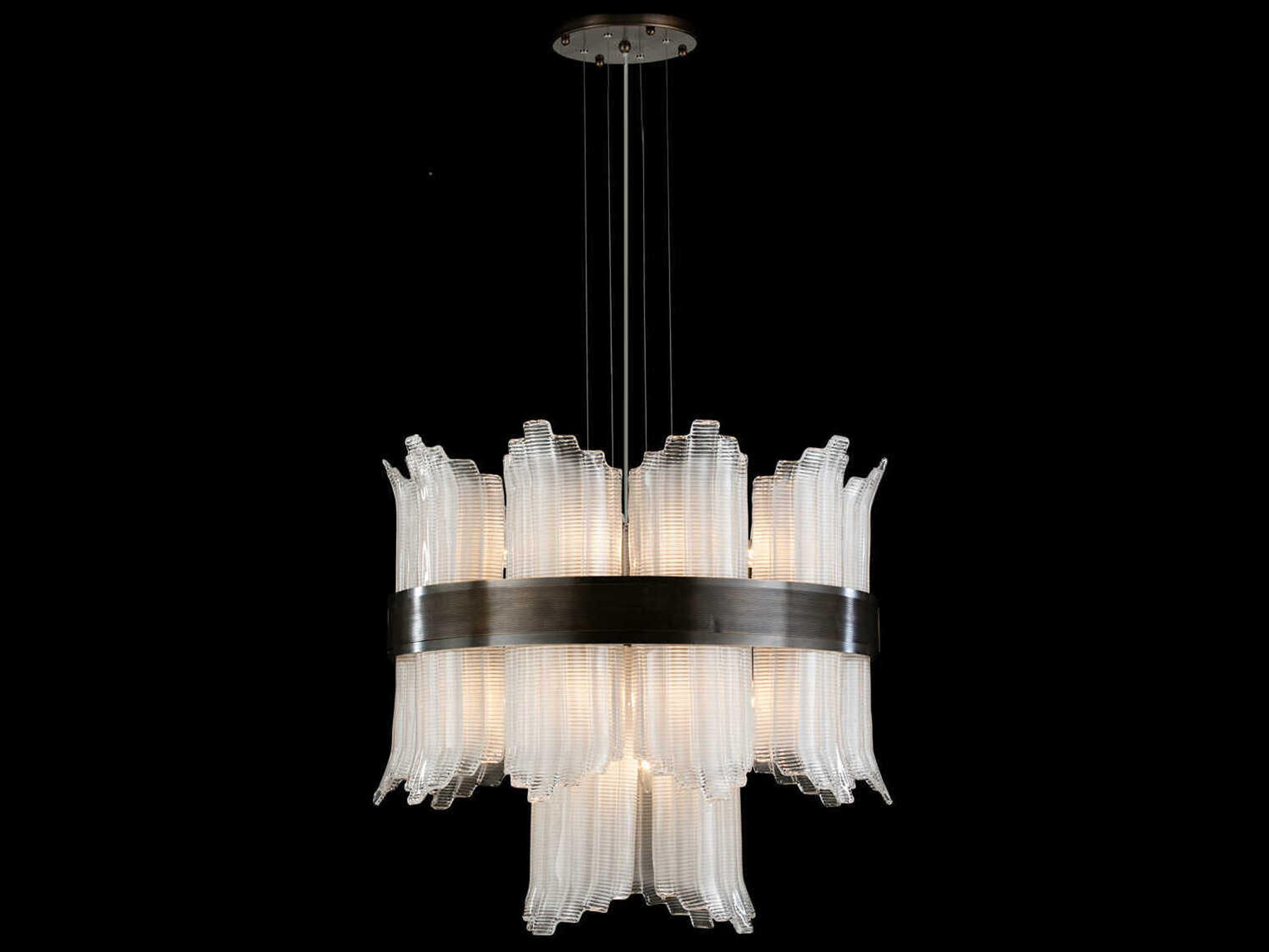 Mariner Luxury 24-Light Brushed Bronze White Drum Tiered Chandelier