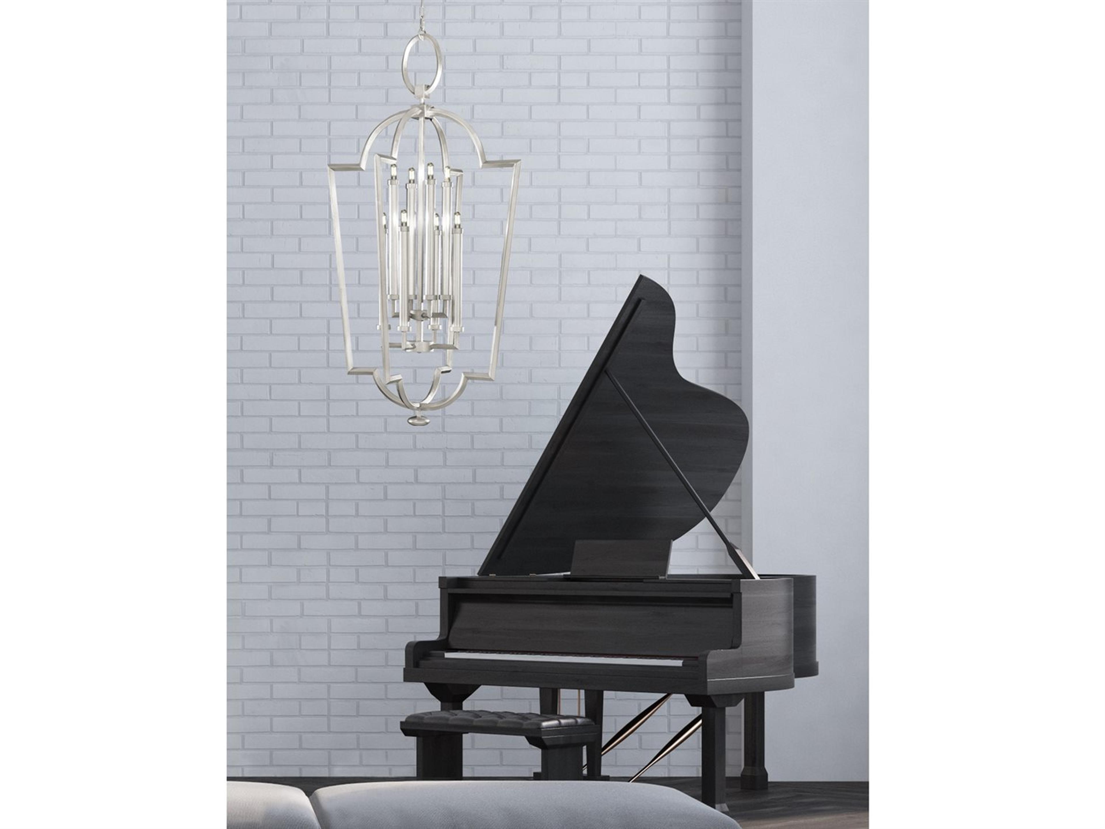 Fine Art Handcrafted Lighting Allegretto 8-Light Silver Leaf Candelabra Tiered Chandelier