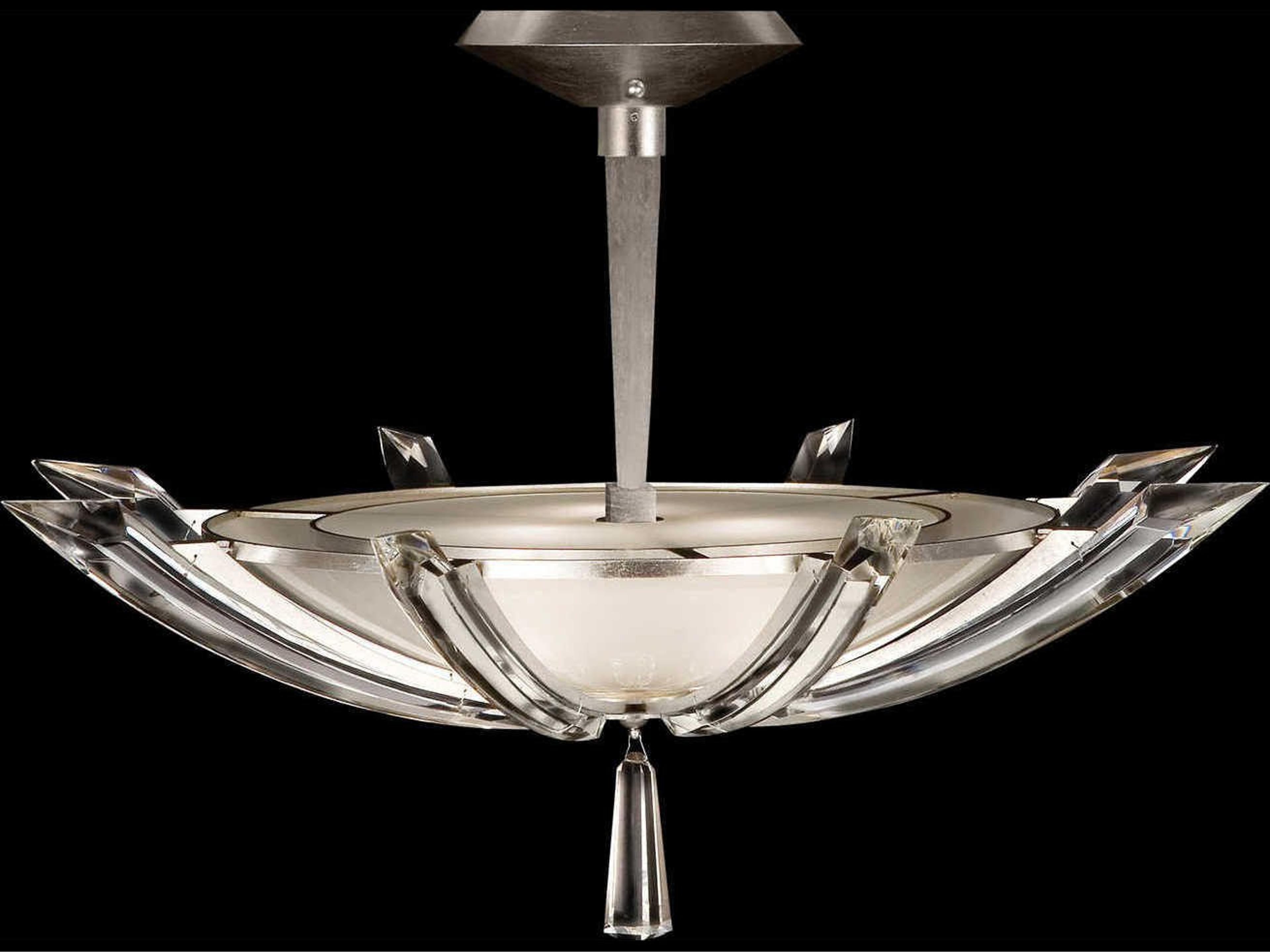 Fine Art Handcrafted Lighting Vol De Cristal 3-Light Silver Crystal Bowl Pendant