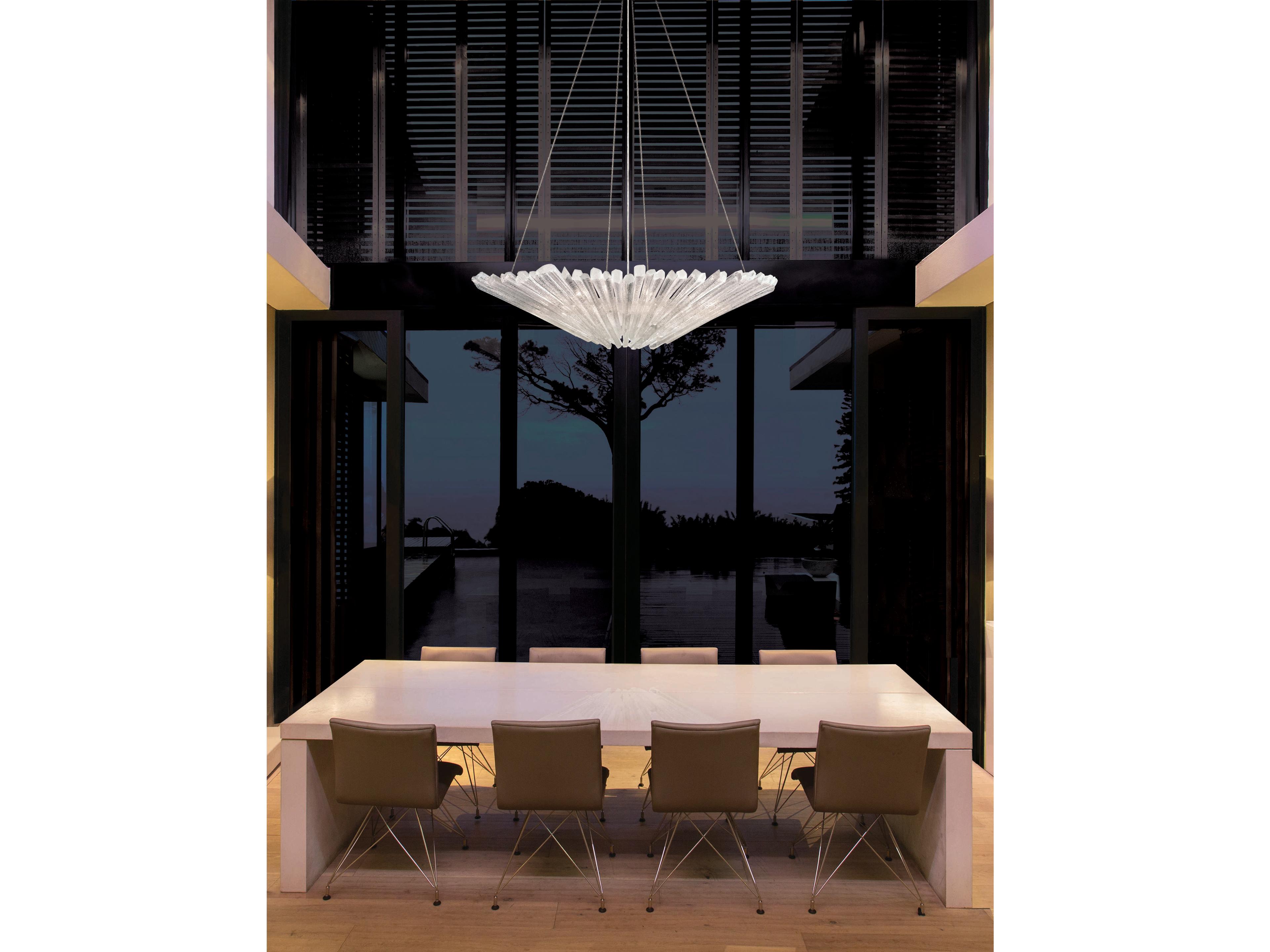 Fine Art Handcrafted Lighting Diamantina 12-Light Raw Crystal Spires White Bowl Pendant