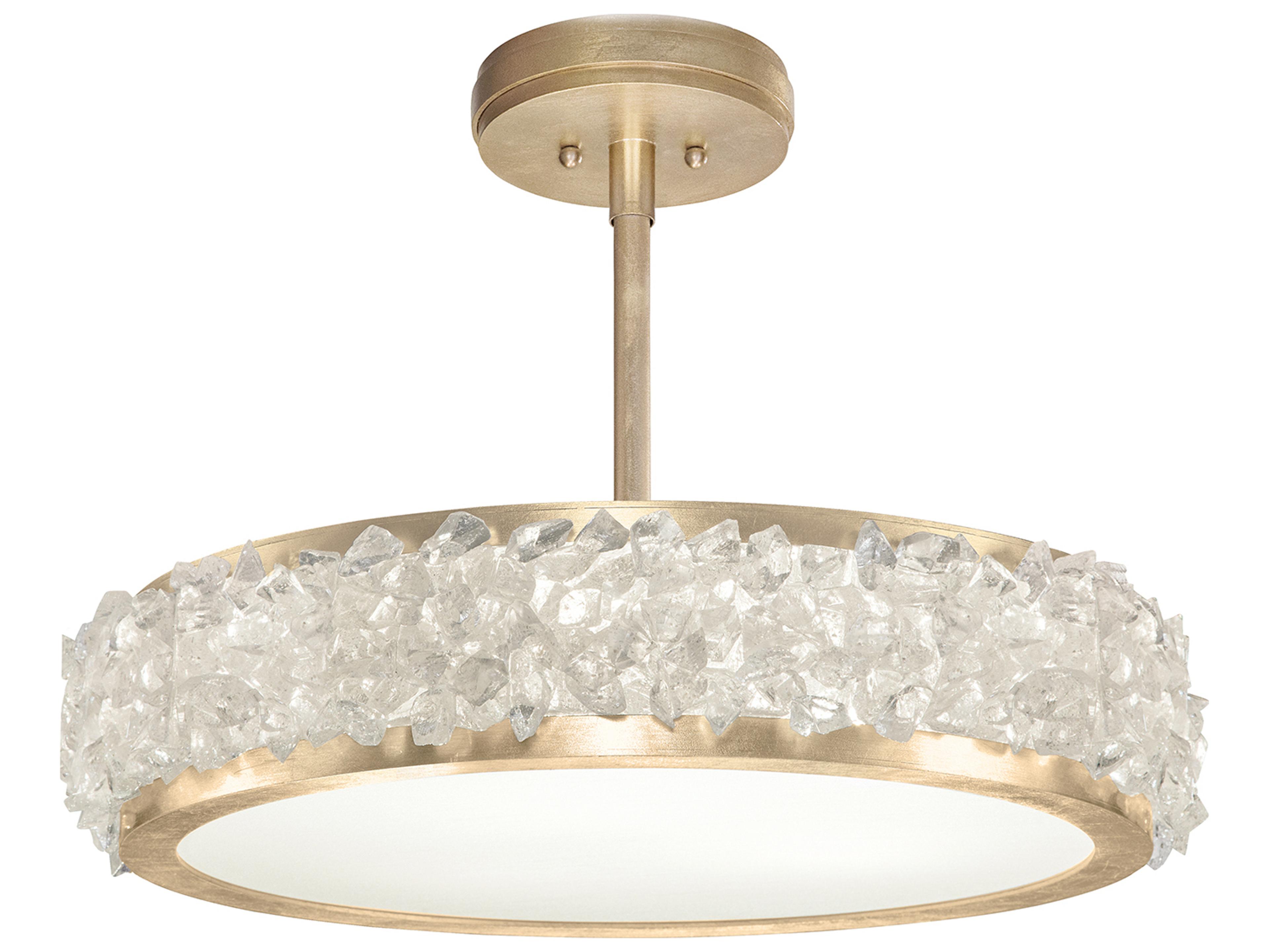 Fine Art Handcrafted Lighting Arctic Halo Champagne Tinted Gold Crystal Glass Semi Flush Mount