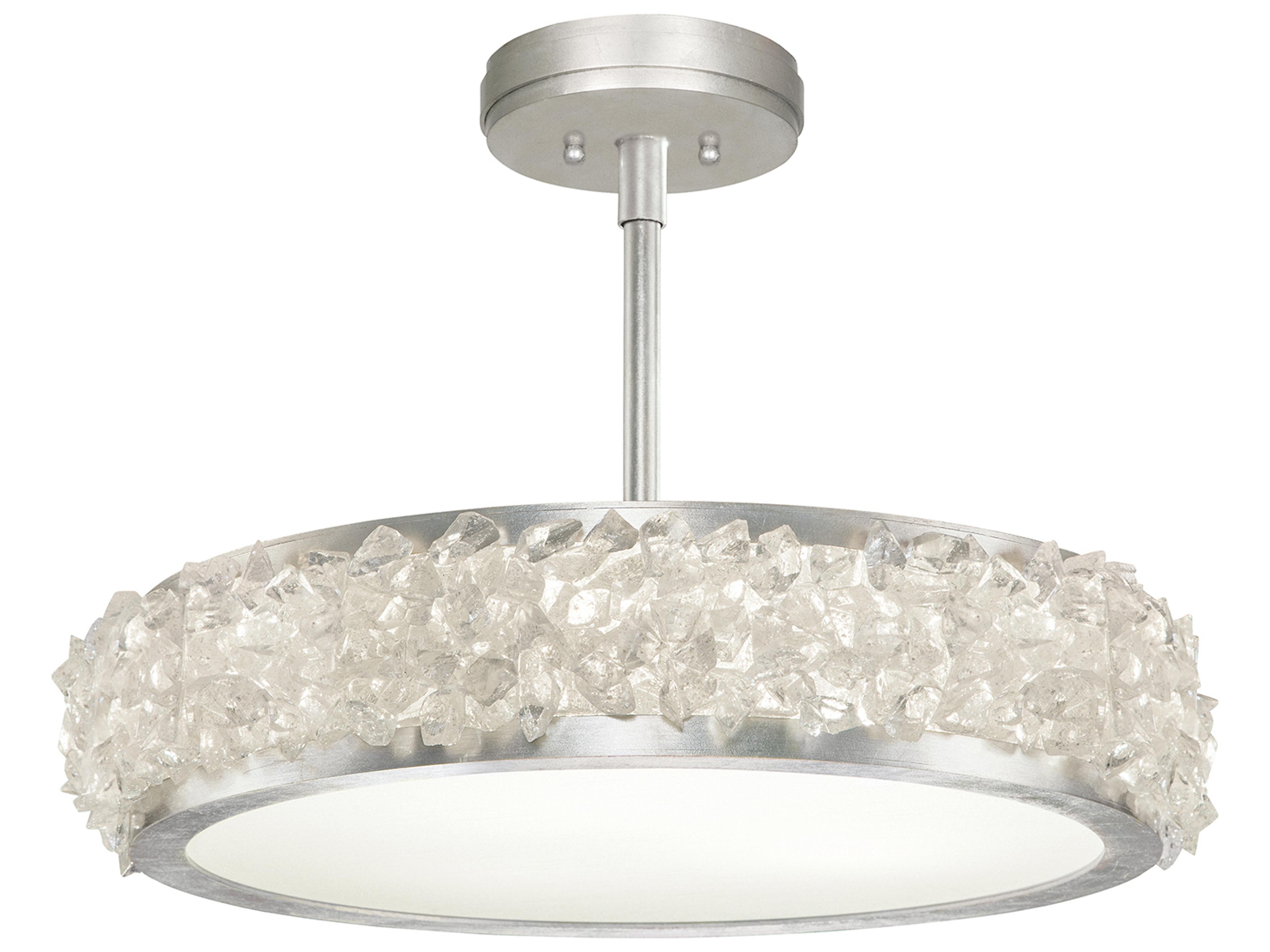 Fine Art Handcrafted Lighting Arctic Halo Silver Leaf Crystal Glass Semi Flush Mount