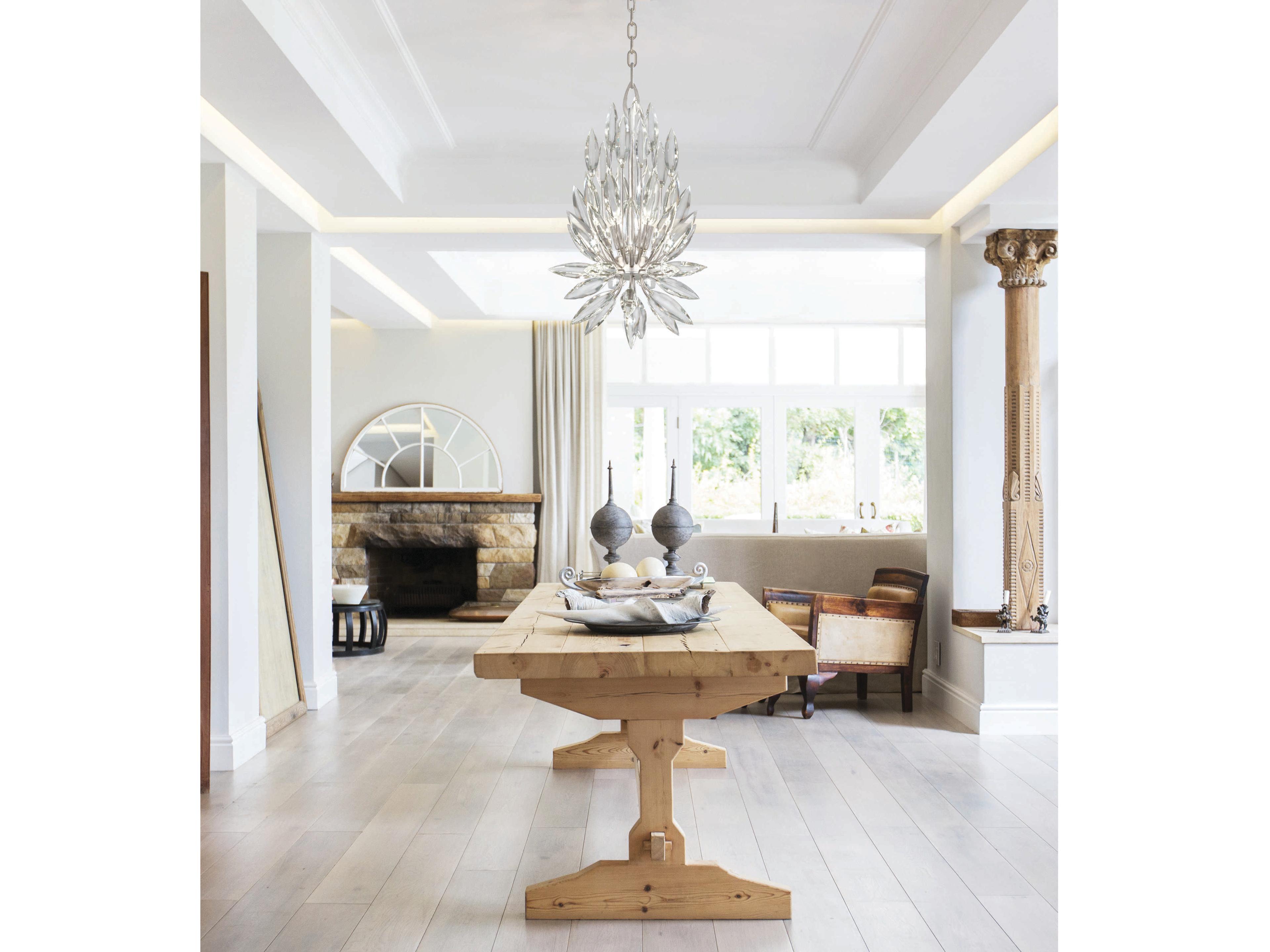 Fine Art Handcrafted Lighting Lily Buds 3-Light Silver Crystal Pendant