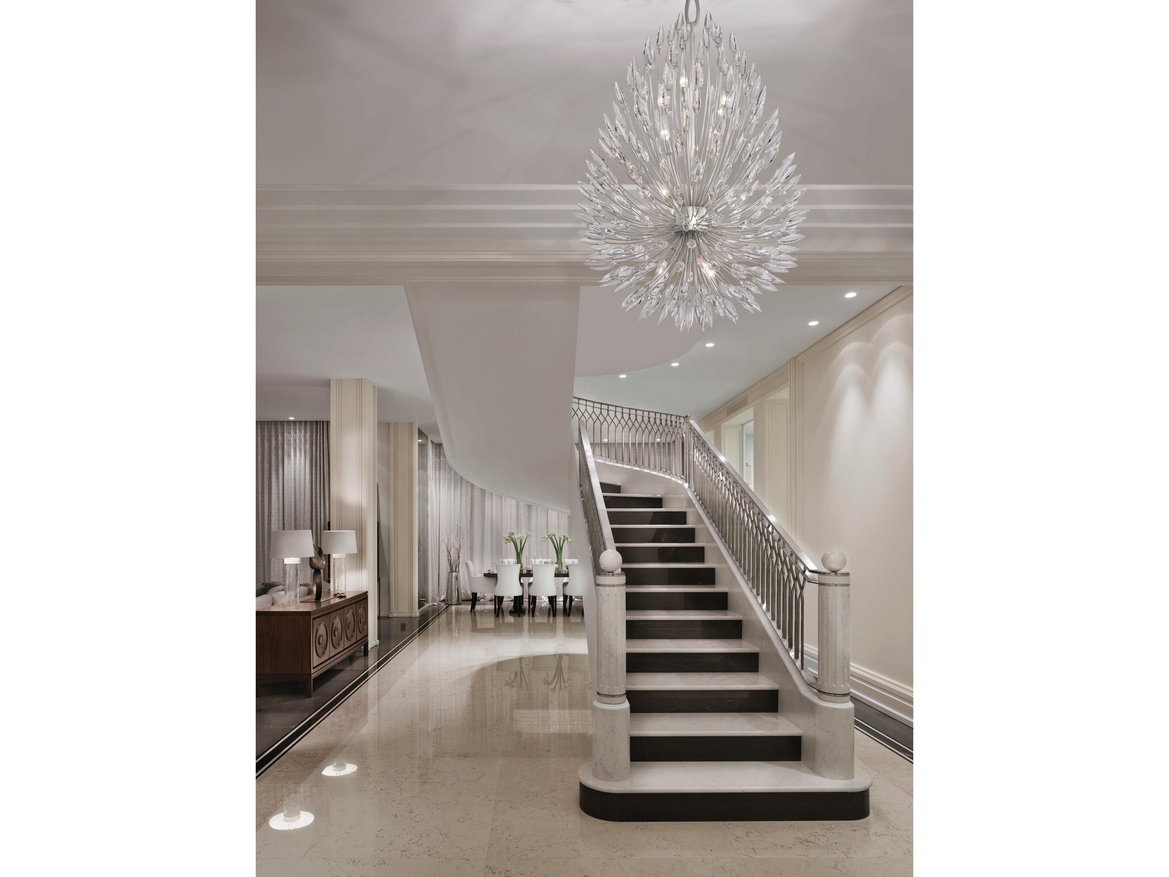 Fine Art Handcrafted Lighting Lily Buds 12-Light Silver Crystal Tiered Pendant