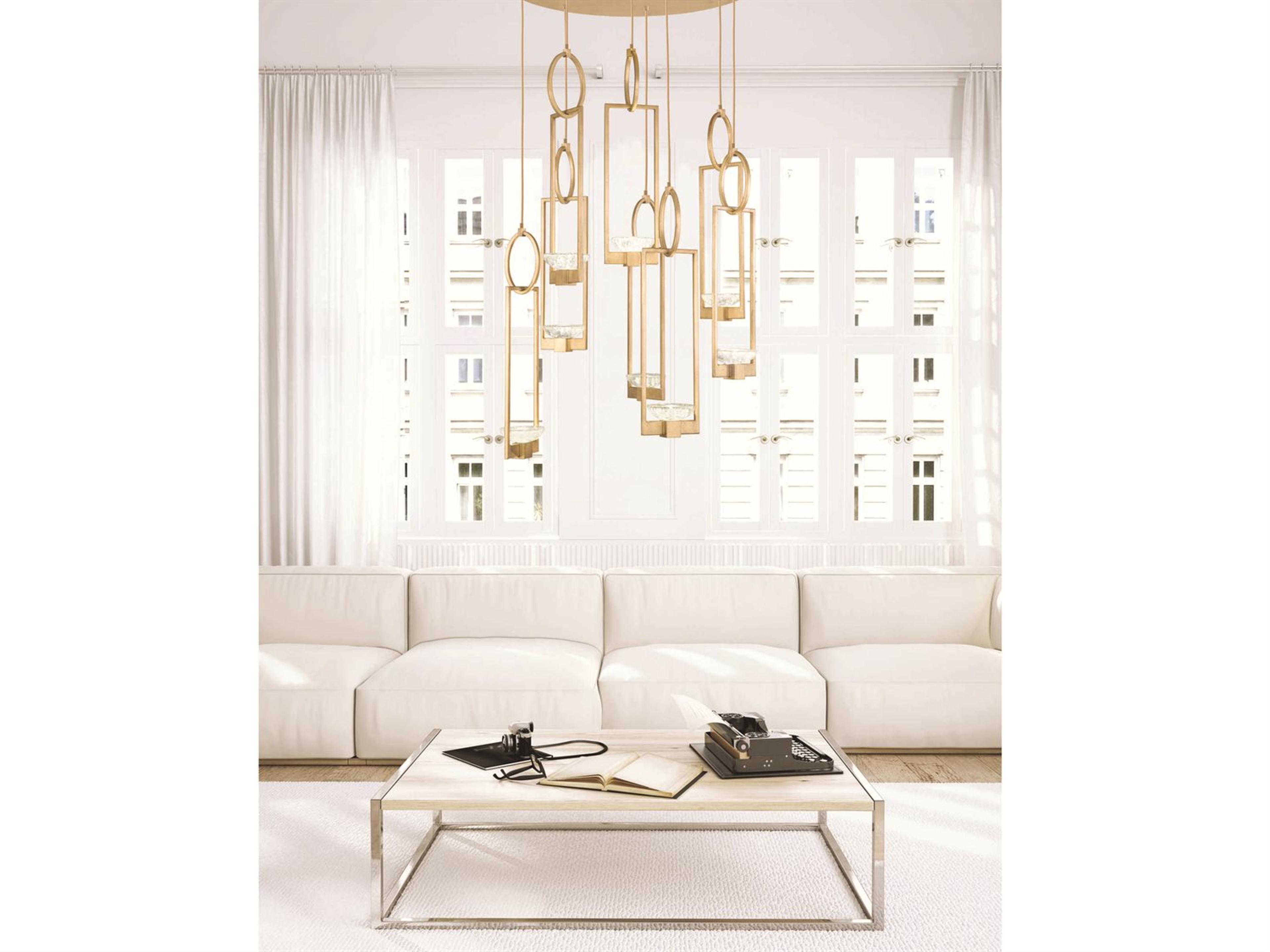 Fine Art Handcrafted Lighting Delphi 8-Light Gold Glass Bowl Pendant