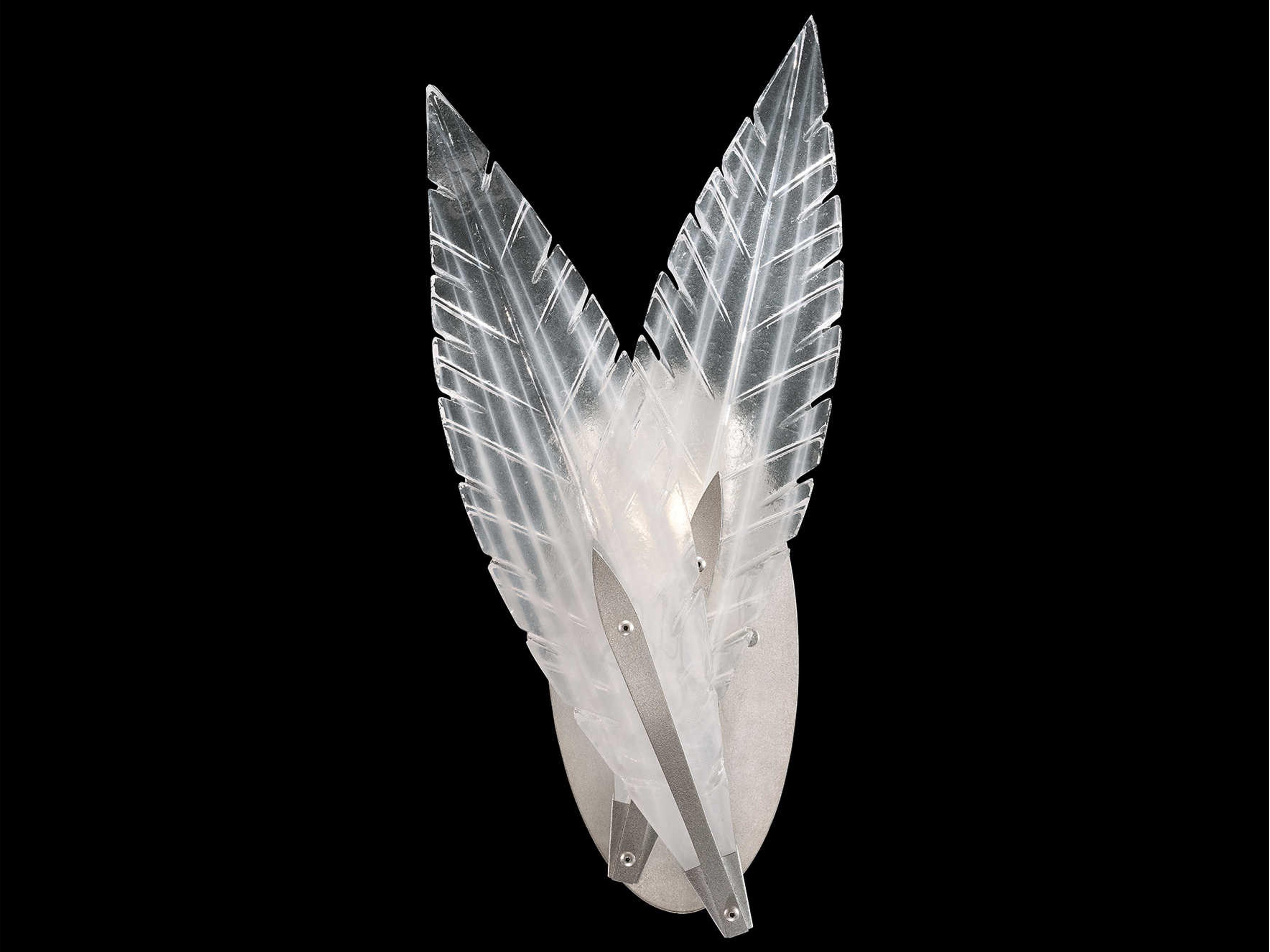 Fine Art Handcrafted Lighting Plume 1-Light Silver Crystal Glass Wall Sconce