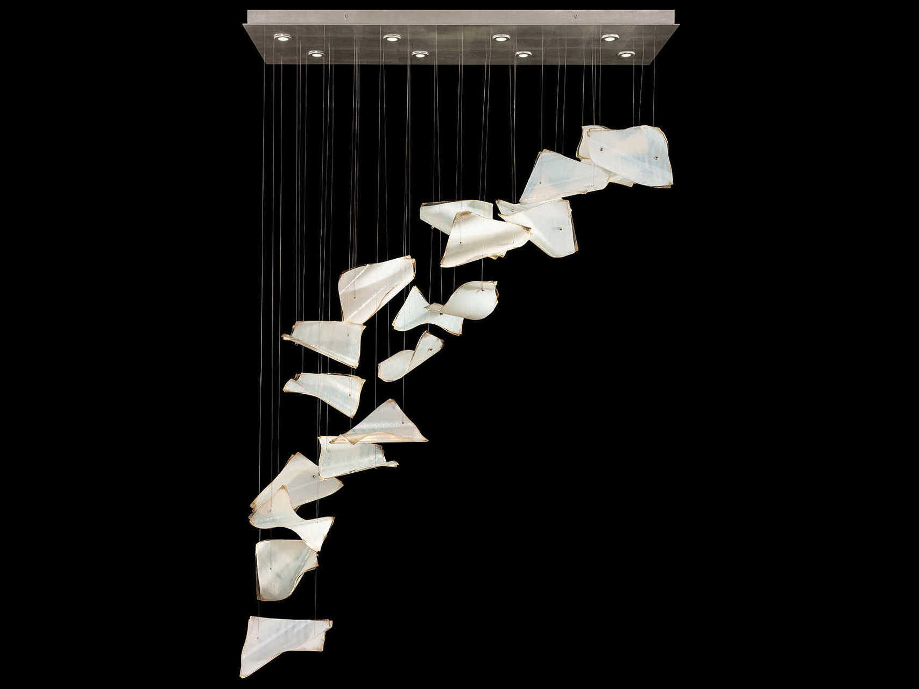 Elevate Rectangular Pendant Light Silver Leaf