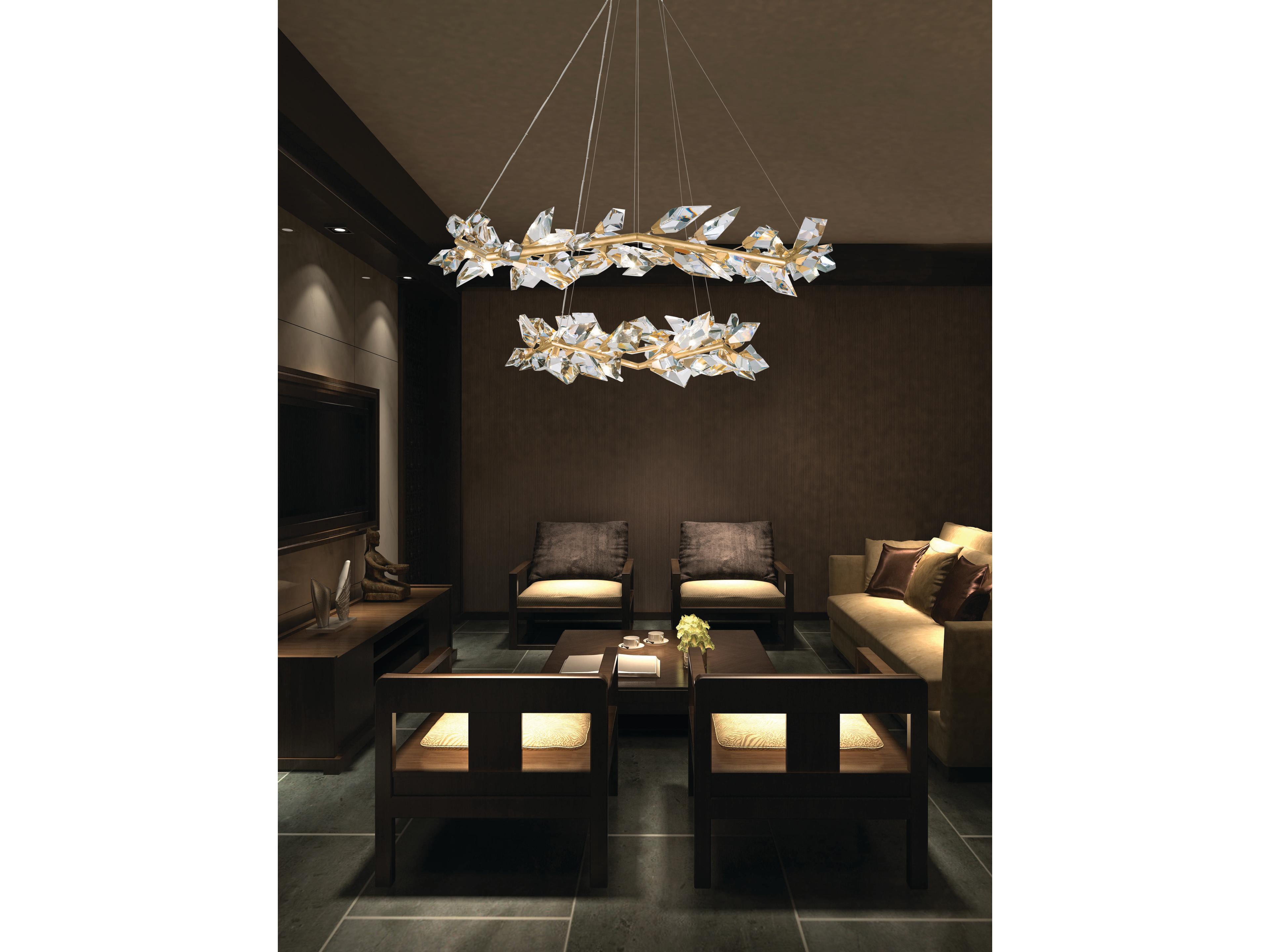 Fine Art Handcrafted Lighting Foret 20-Light Gold Leaf Crystal Pendant