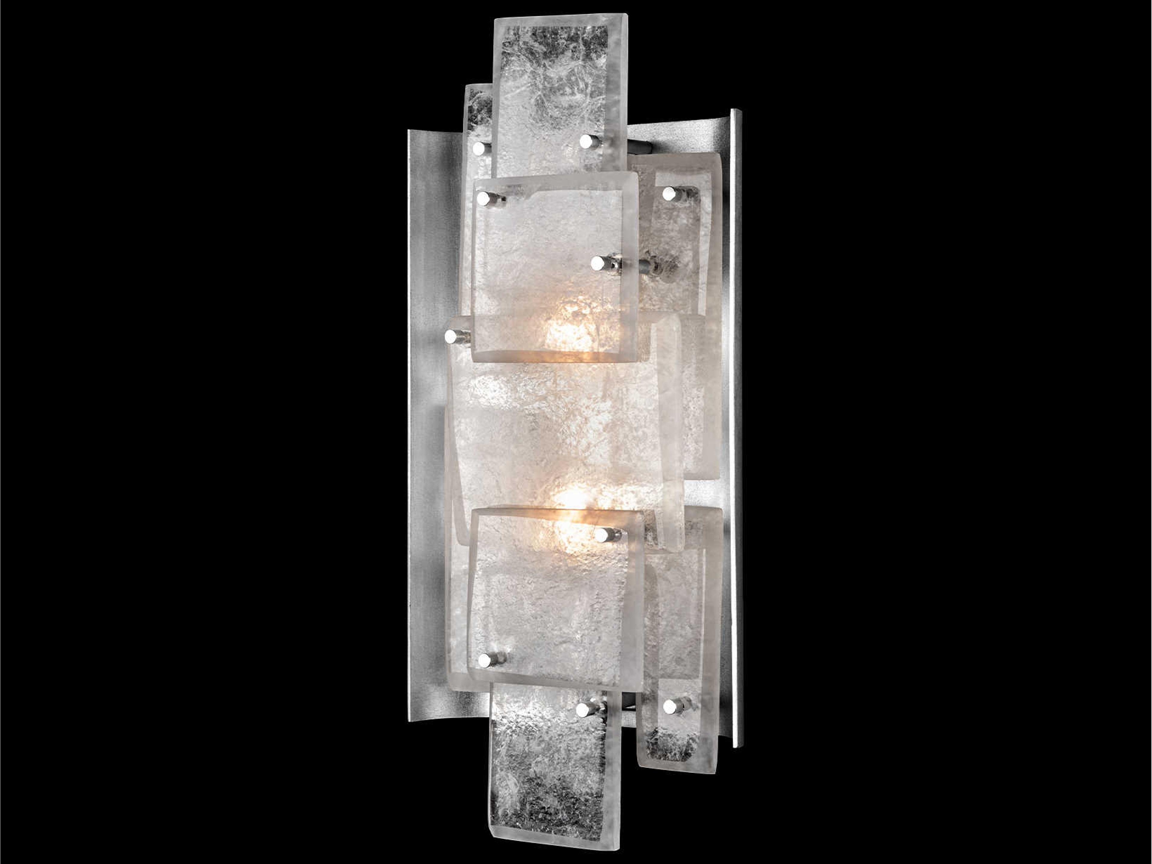 Fine Art Handcrafted Lighting Lunea 2-Light Silver Glass Wall Sconce
