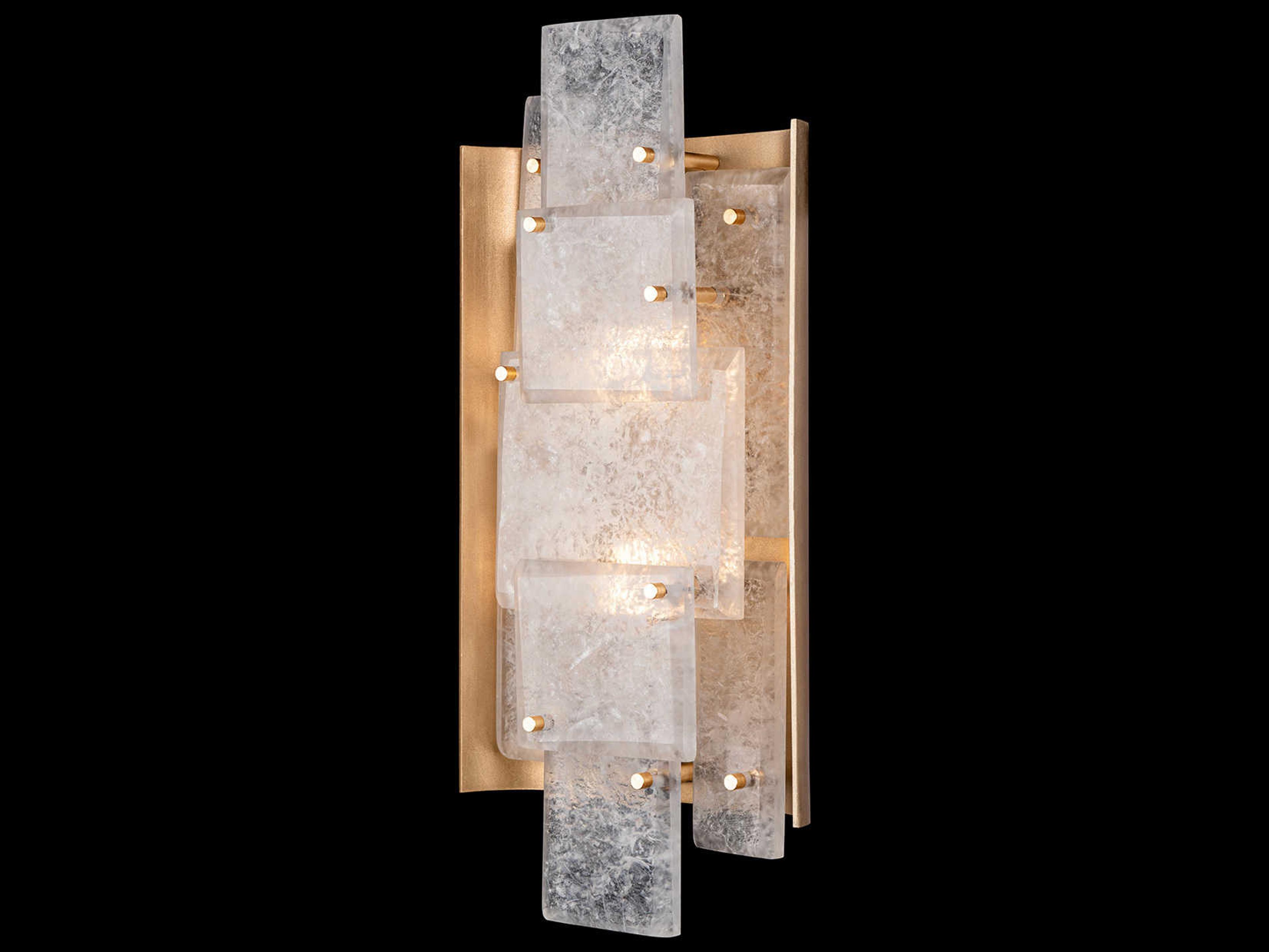 Fine Art Handcrafted Lighting Lunea 2-Light Gold Glass Wall Sconce