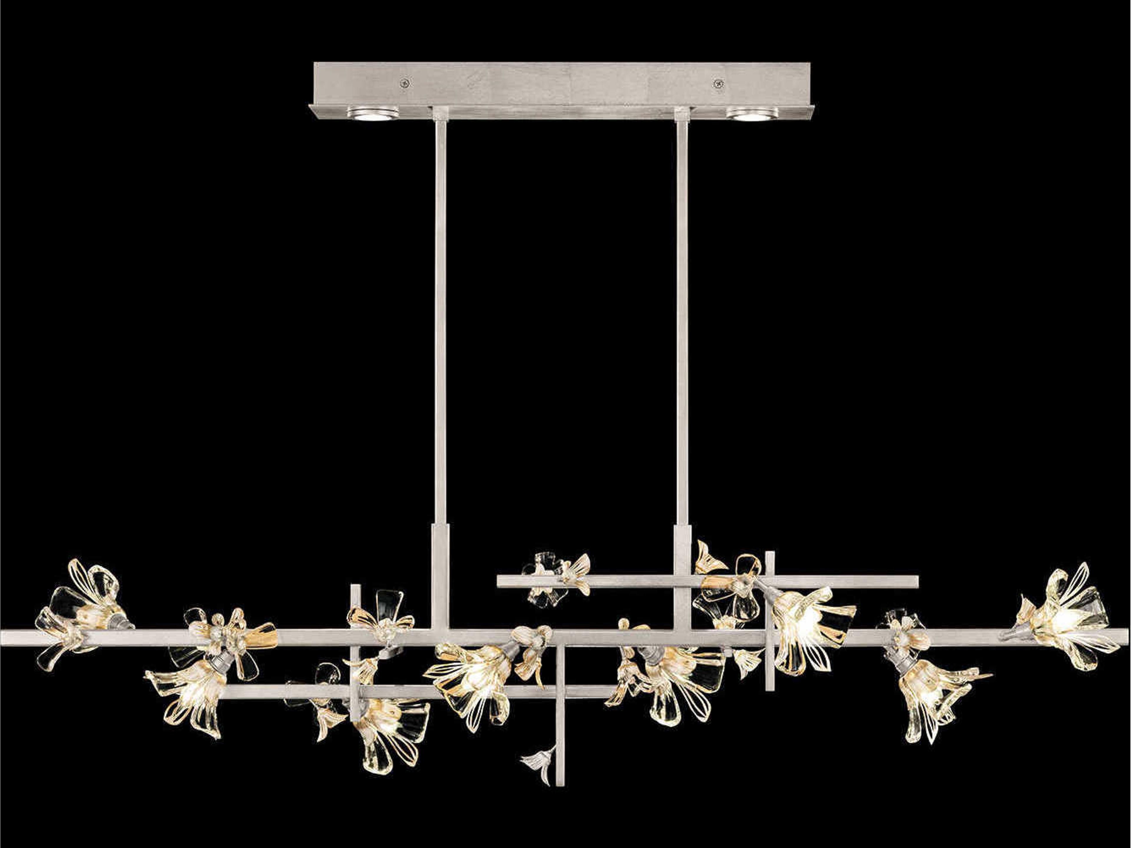 Azu 8-Light Silver Crystal Linear Island Pendant