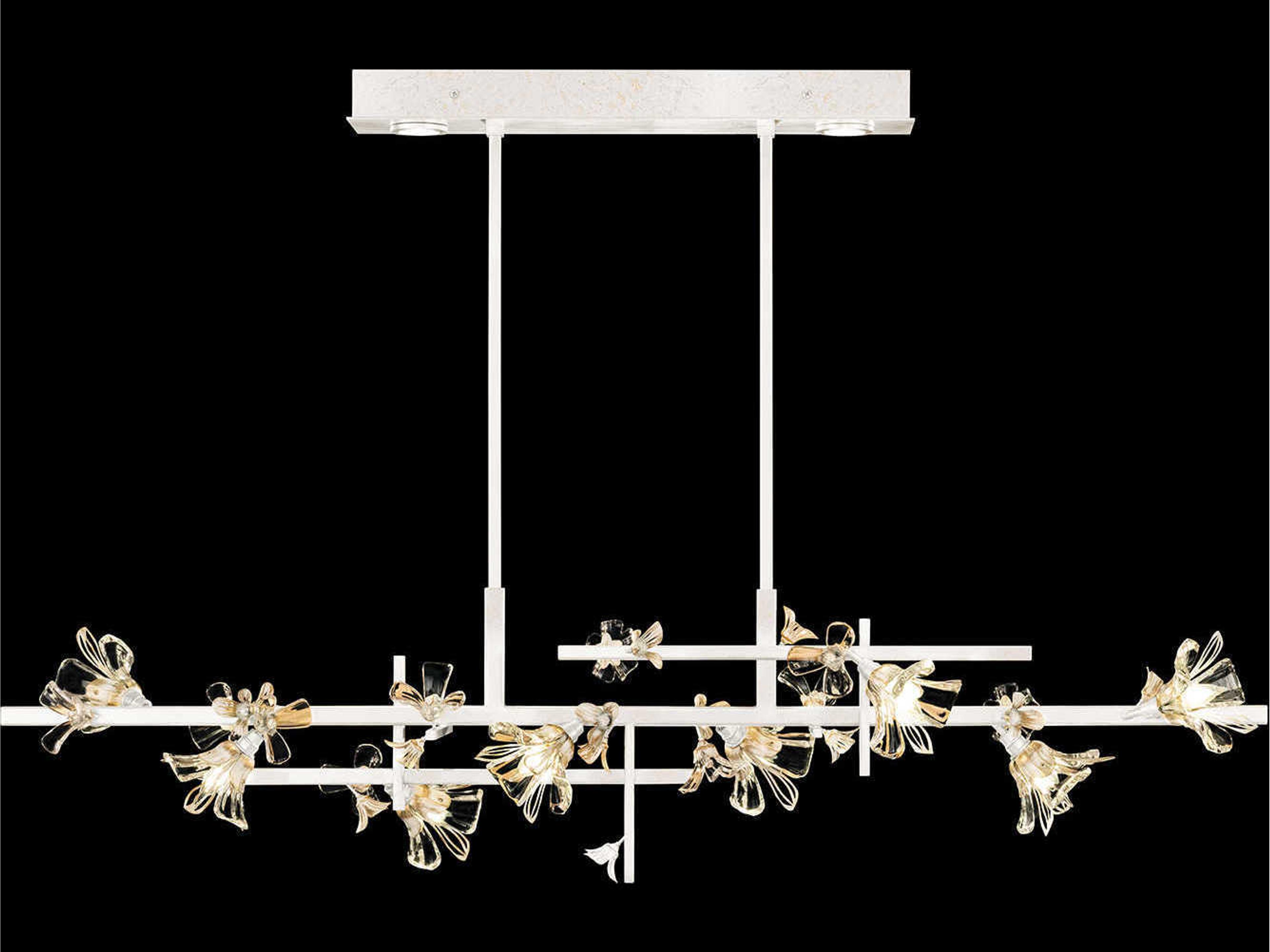 Azu 8-Light White Crystal Linear Island Pendant