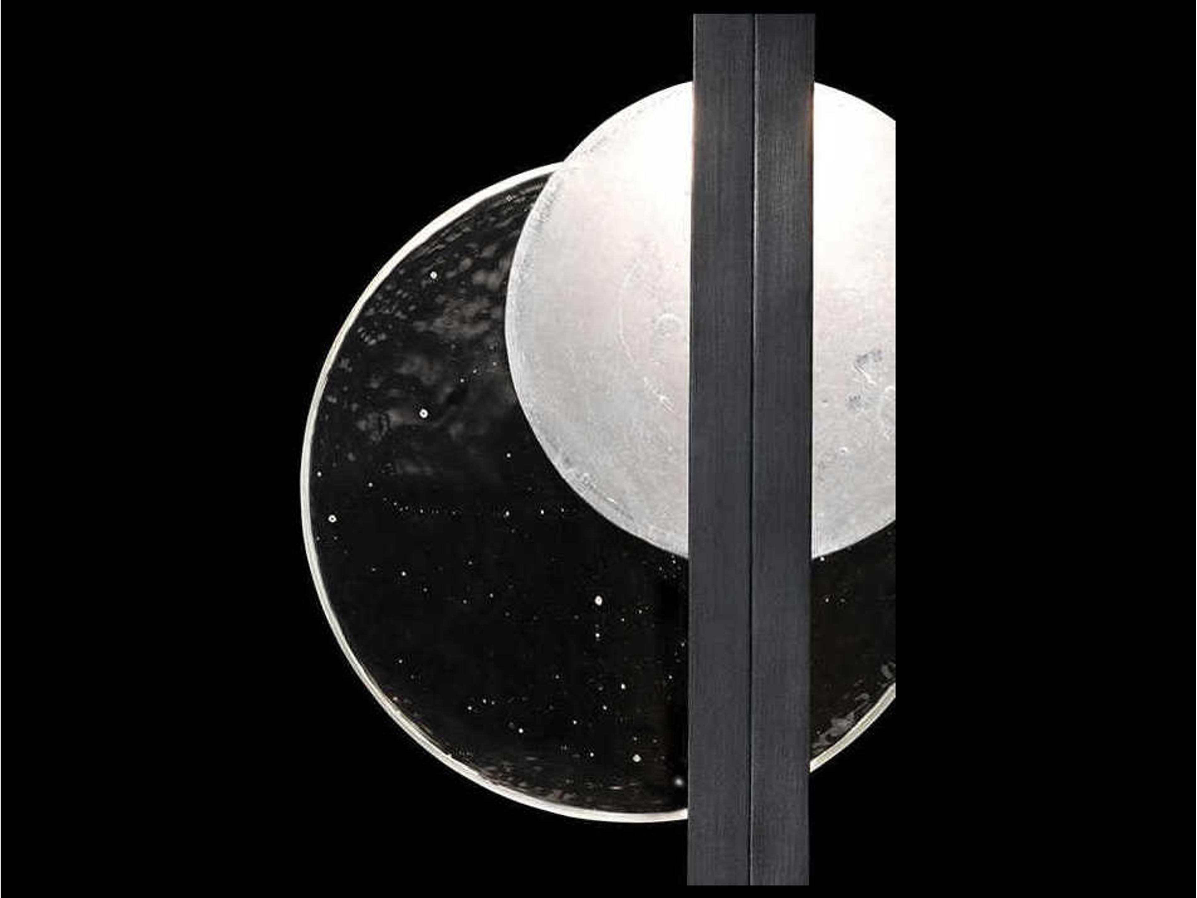 Fine Art Handcrafted Lighting Selene 2-Light Black Iron Glass LED Wall Sconce