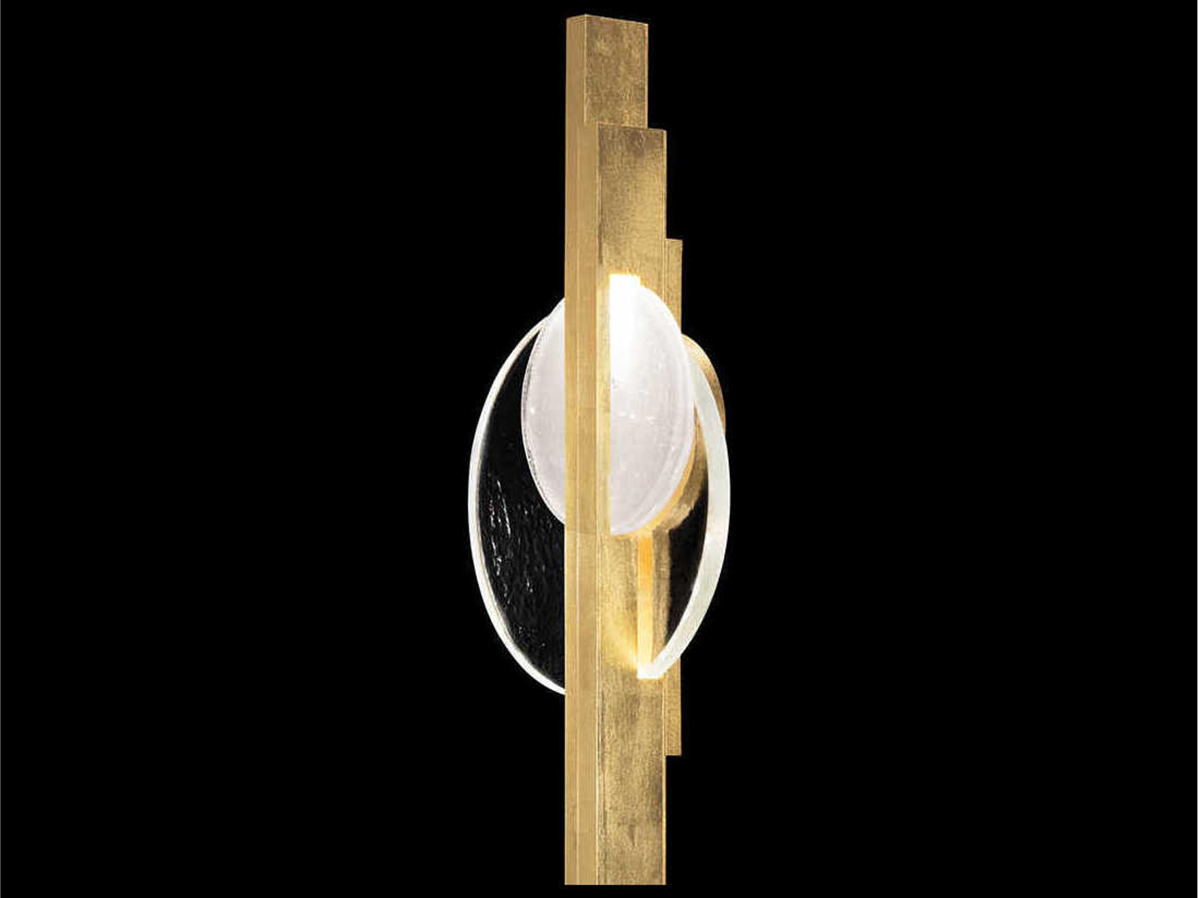 Fine Art Handcrafted Lighting Selene 2-Light Gold Leaf Glass LED Wall Sconce