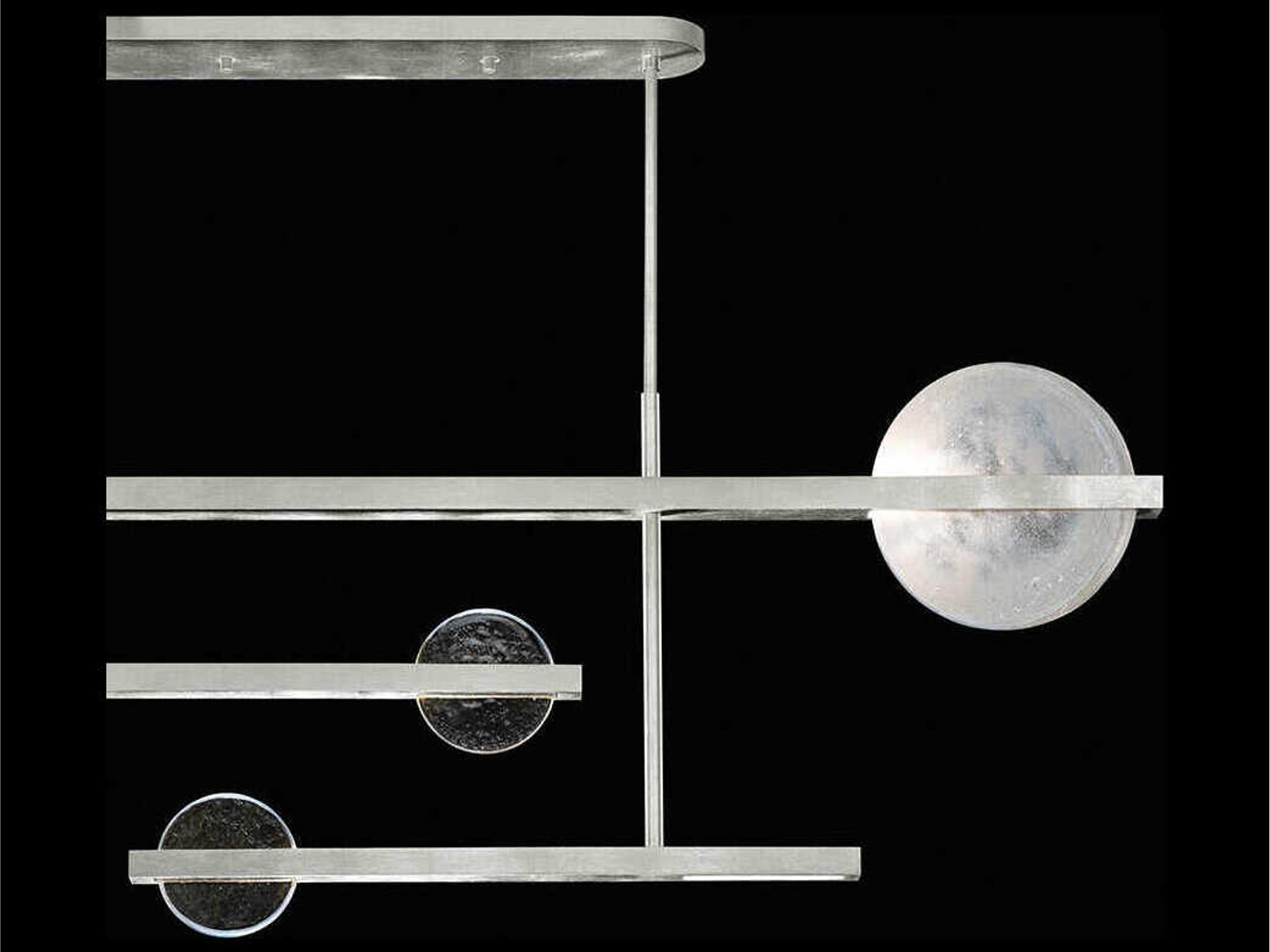 Fine Art Handcrafted Lighting Selene 6-Light Silver Leaf Glass LED Geometric Linear Island Pendant