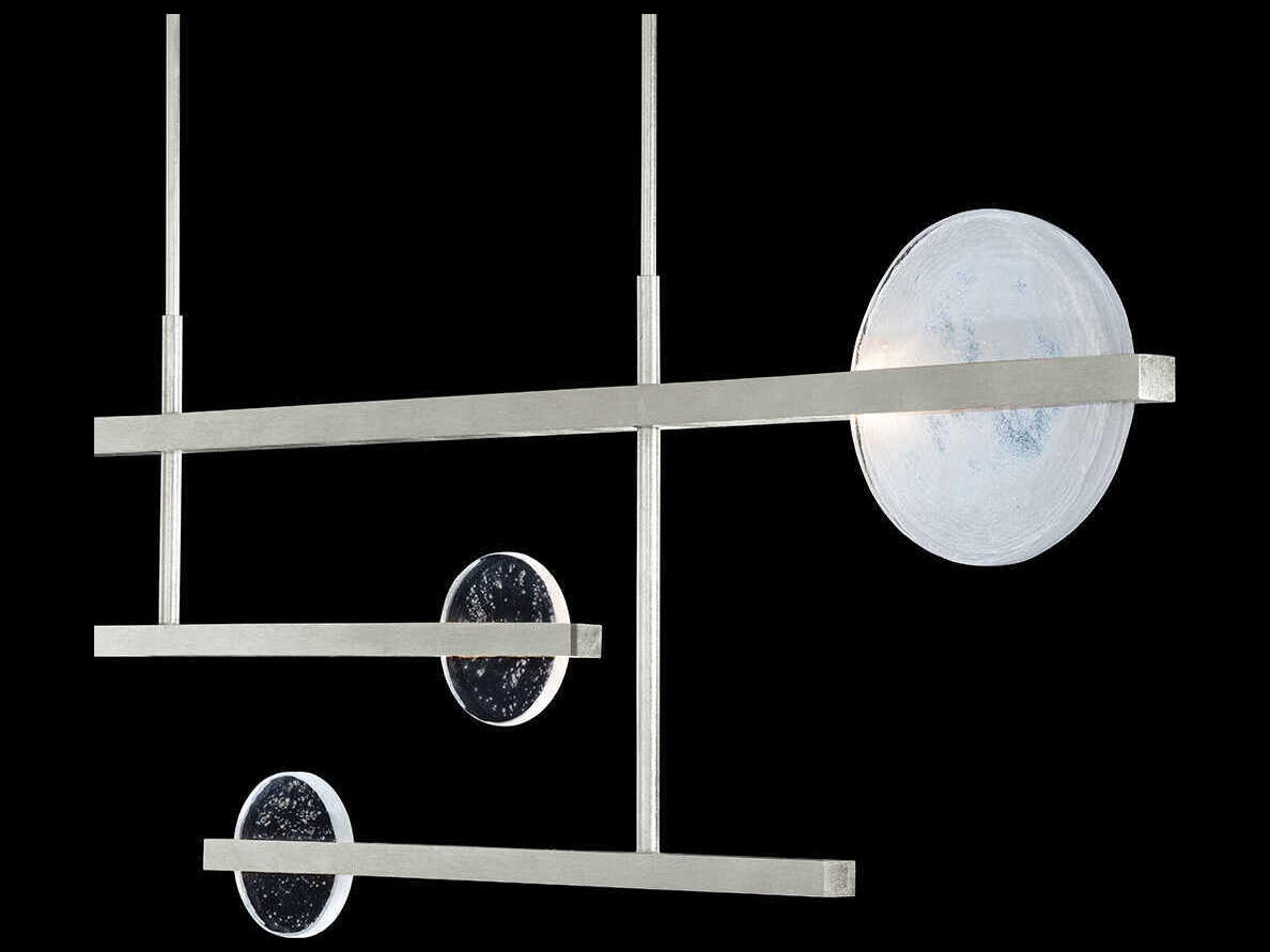 Fine Art Handcrafted Lighting Selene 6-Light Silver Leaf Glass LED Geometric Linear Island Pendant