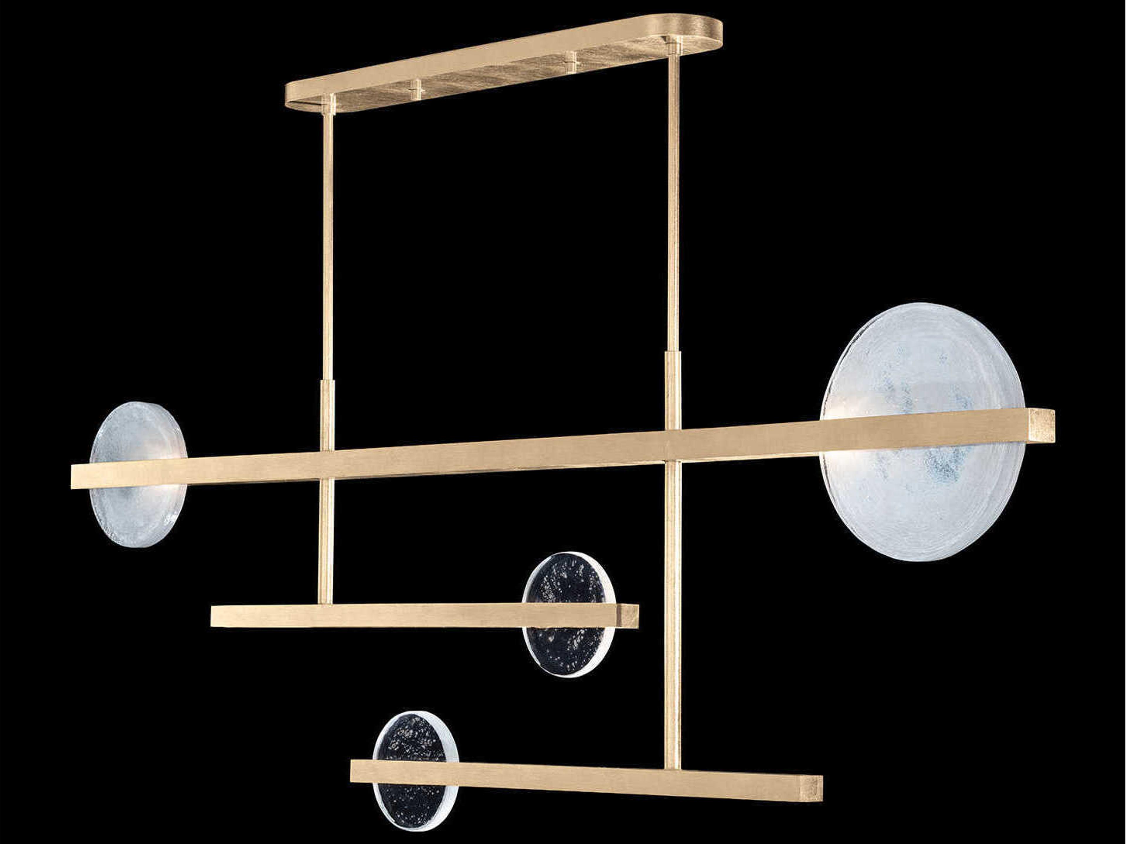 Fine Art Handcrafted Lighting Selene 6-Light Soft Gold Glass LED Geometric Linear Island Pendant