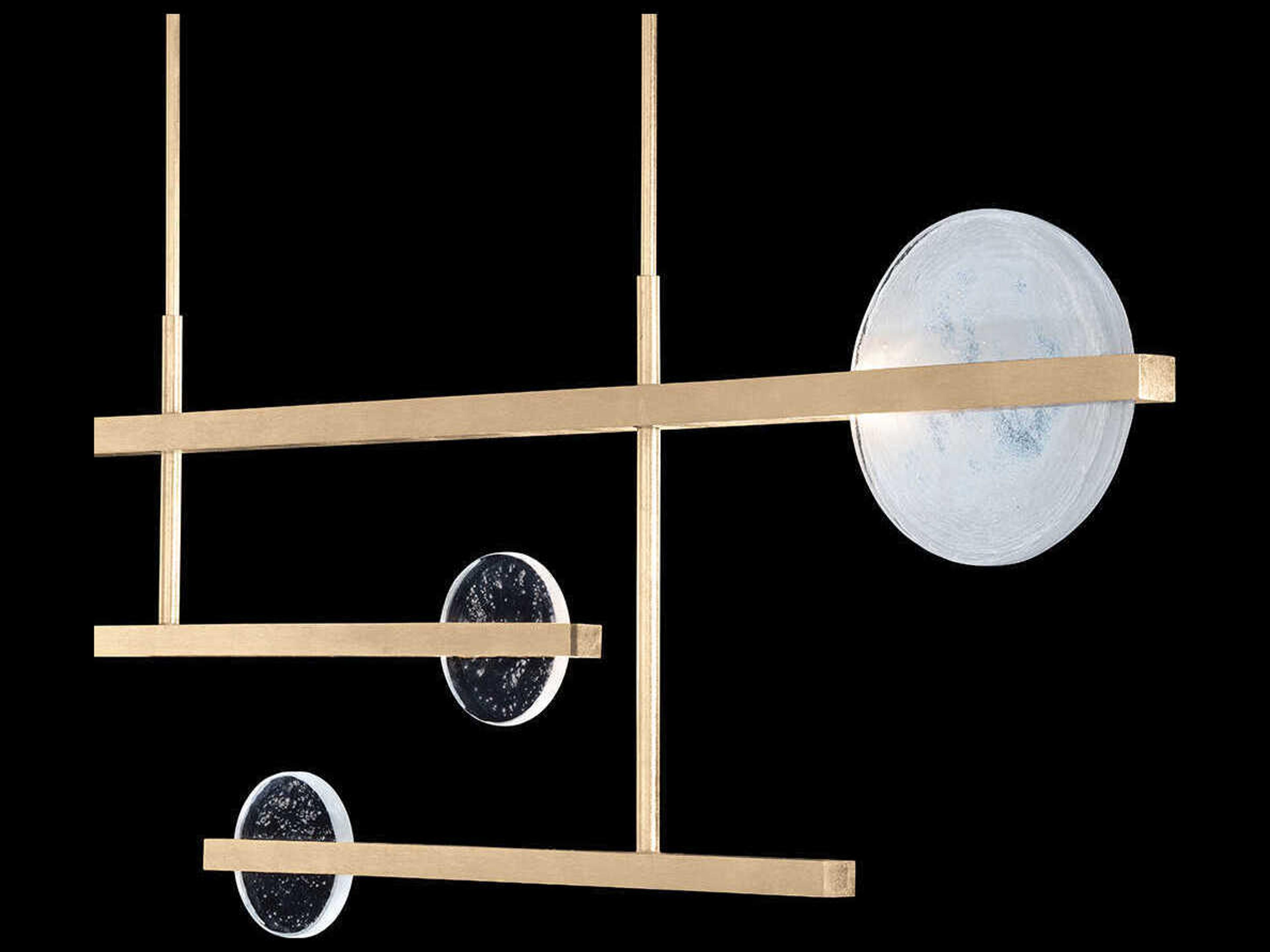 Fine Art Handcrafted Lighting Selene 6-Light Soft Gold Glass LED Geometric Linear Island Pendant