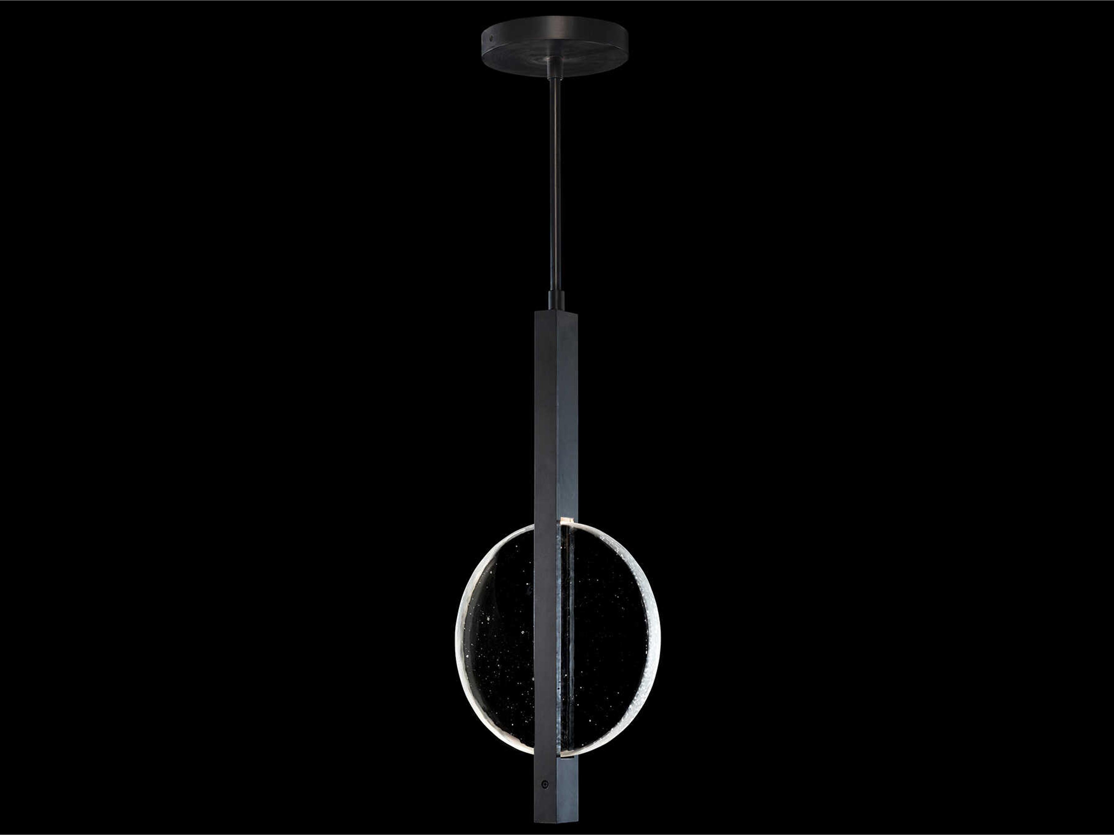 Fine Art Handcrafted Lighting Selene 2-Light Black Iron Glass LED Round Mini Pendant