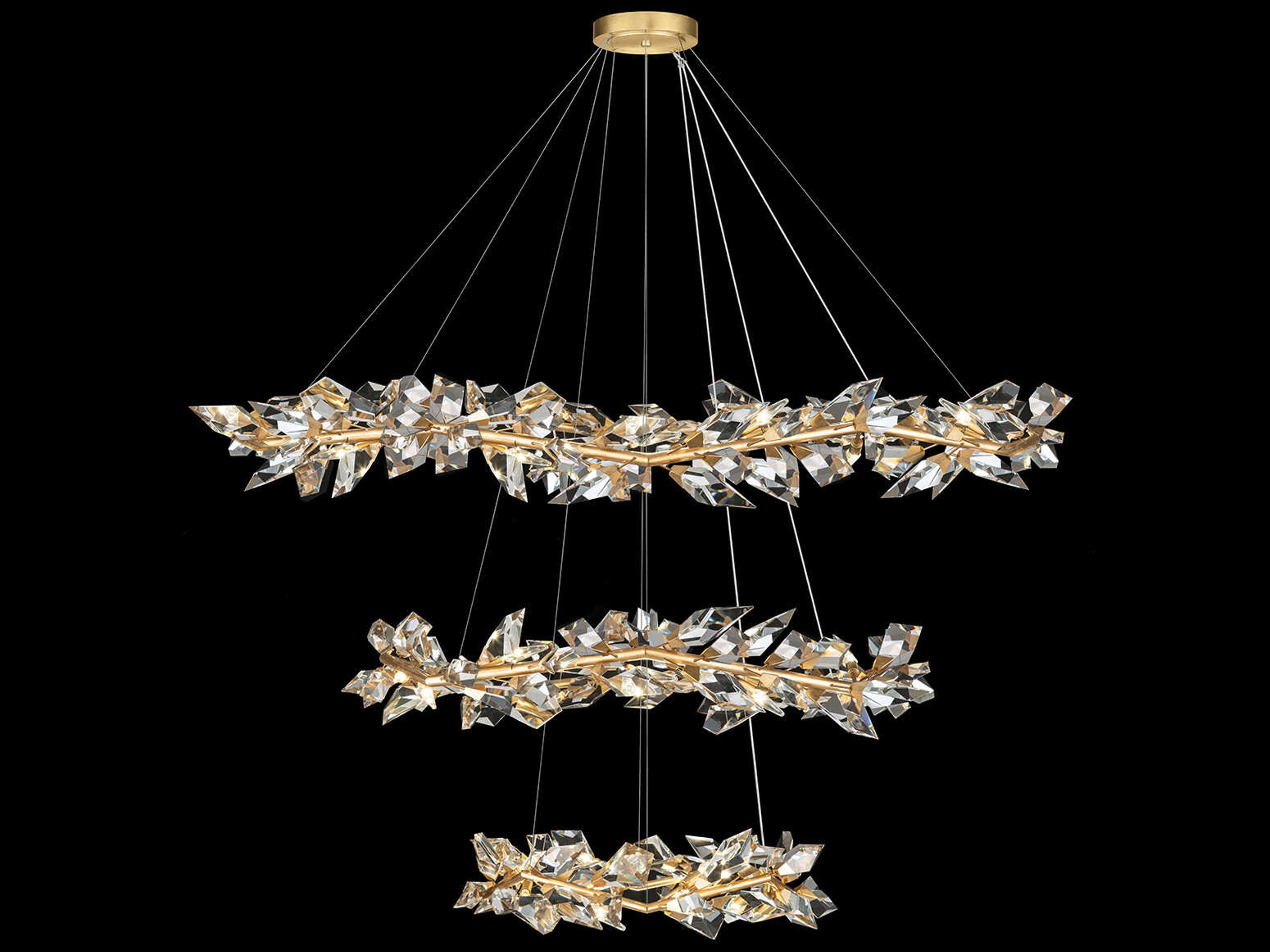 Foret 35-Light Gold Crystal Tiered Pendant