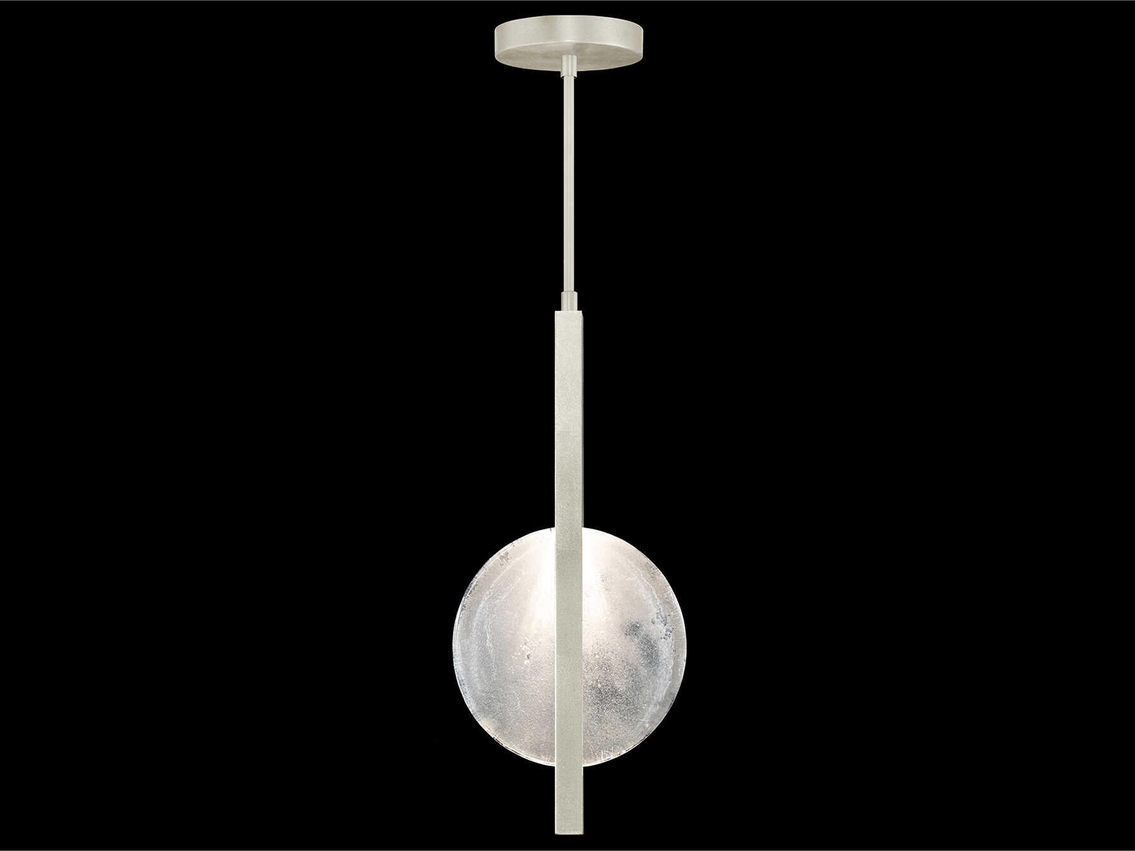 Fine Art Handcrafted Lighting Selene 2-Light Silver Leaf Glass LED Round Mini Pendant