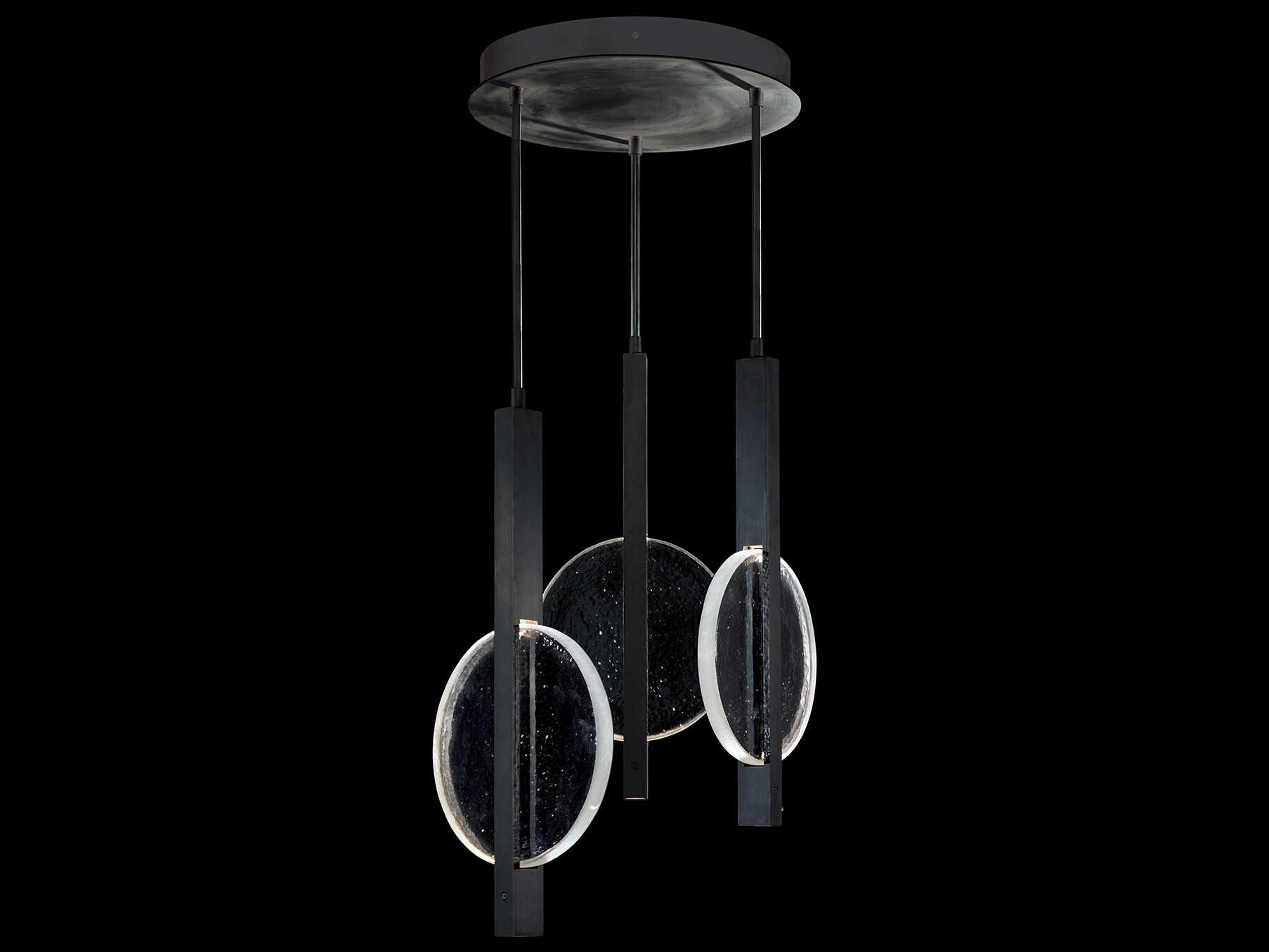 Fine Art Handcrafted Lighting Selene 6-Light Black Iron Glass LED Round Pendant