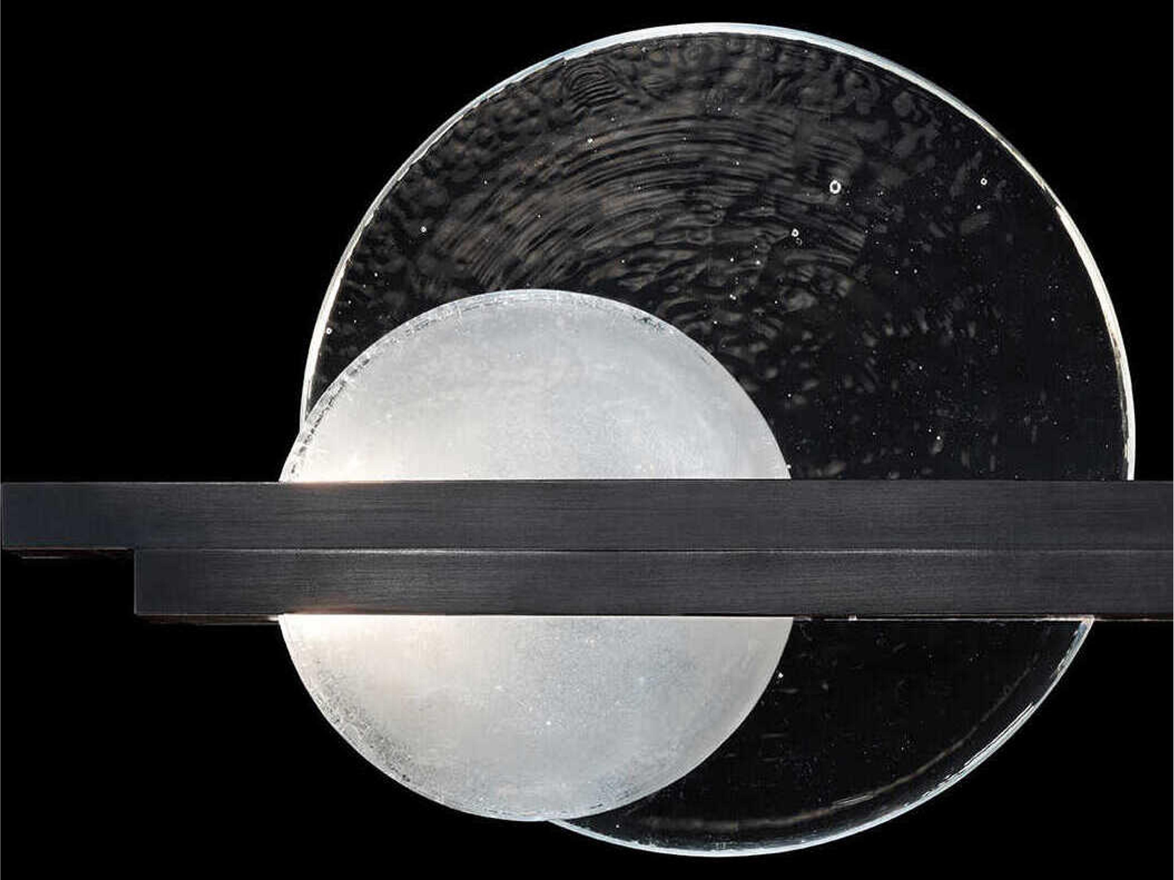 Fine Art Handcrafted Lighting Selene 2-Light Black Iron Glass LED Wall Sconce