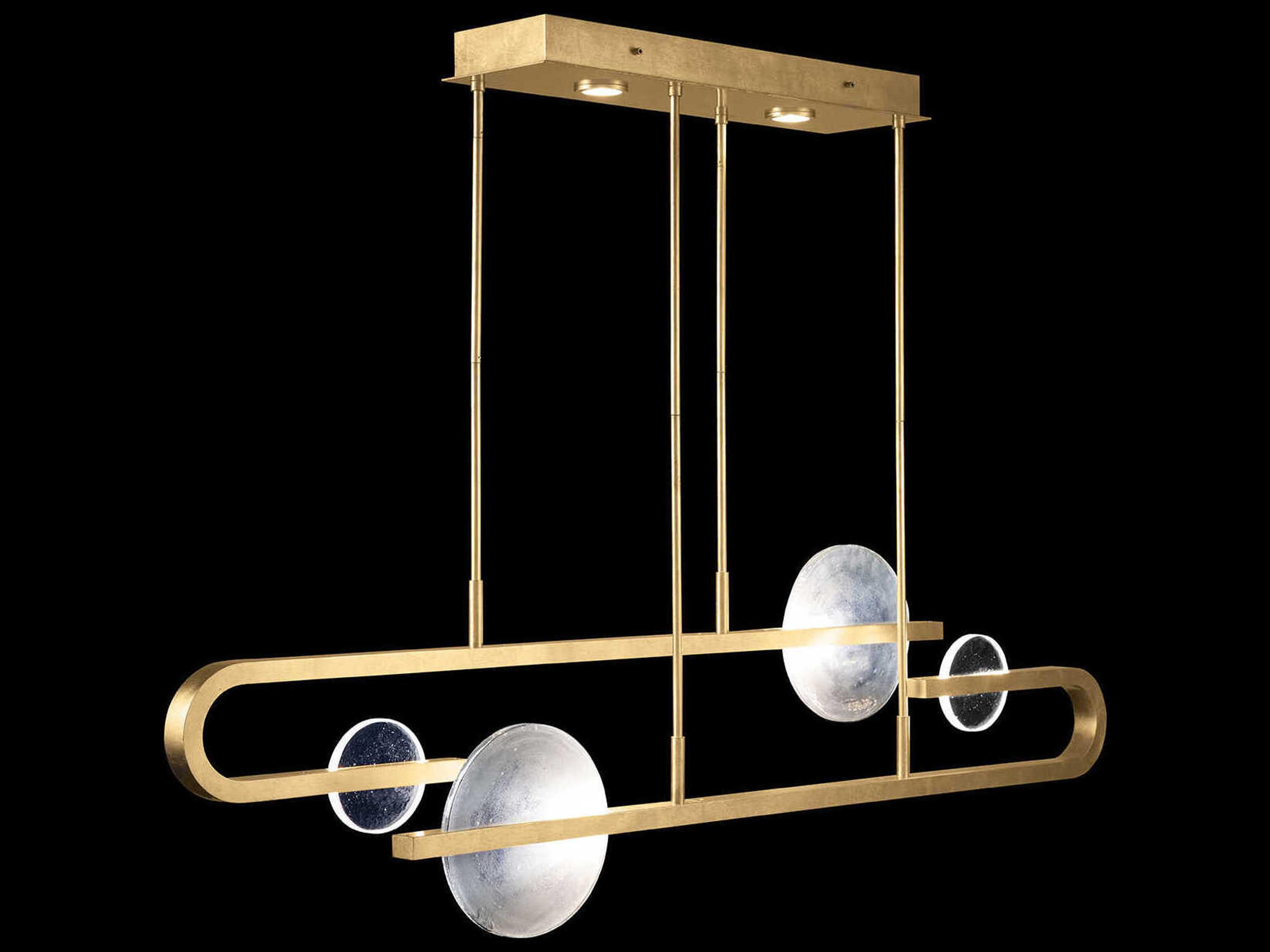 Fine Art Handcrafted Lighting Selene 8-Light Gold Leaf Glass LED Geometric Linear Island Pendant