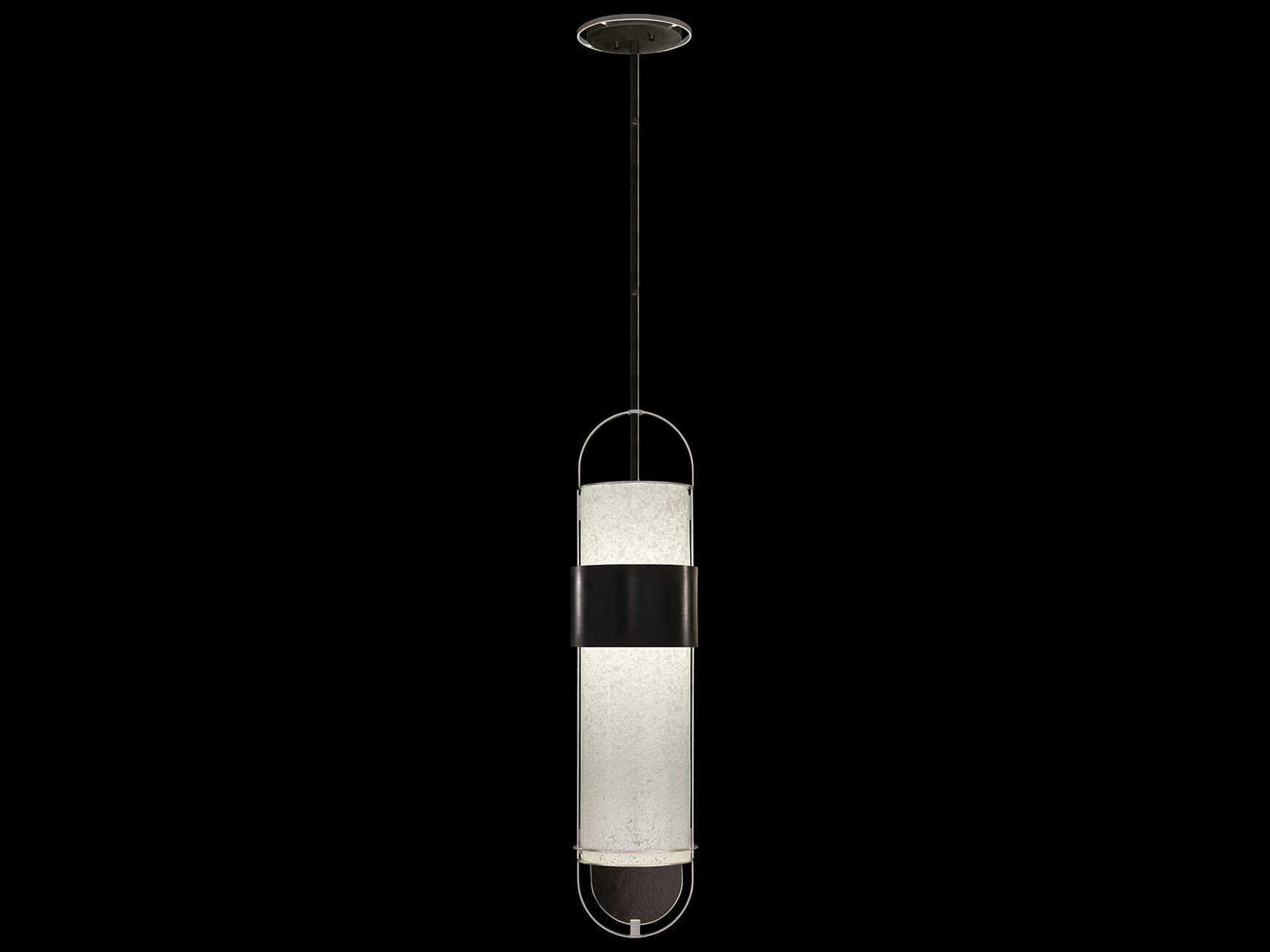 Fine Art Handcrafted Lighting Bond 2-Light Black Silver Cylinder Mini Pendant
