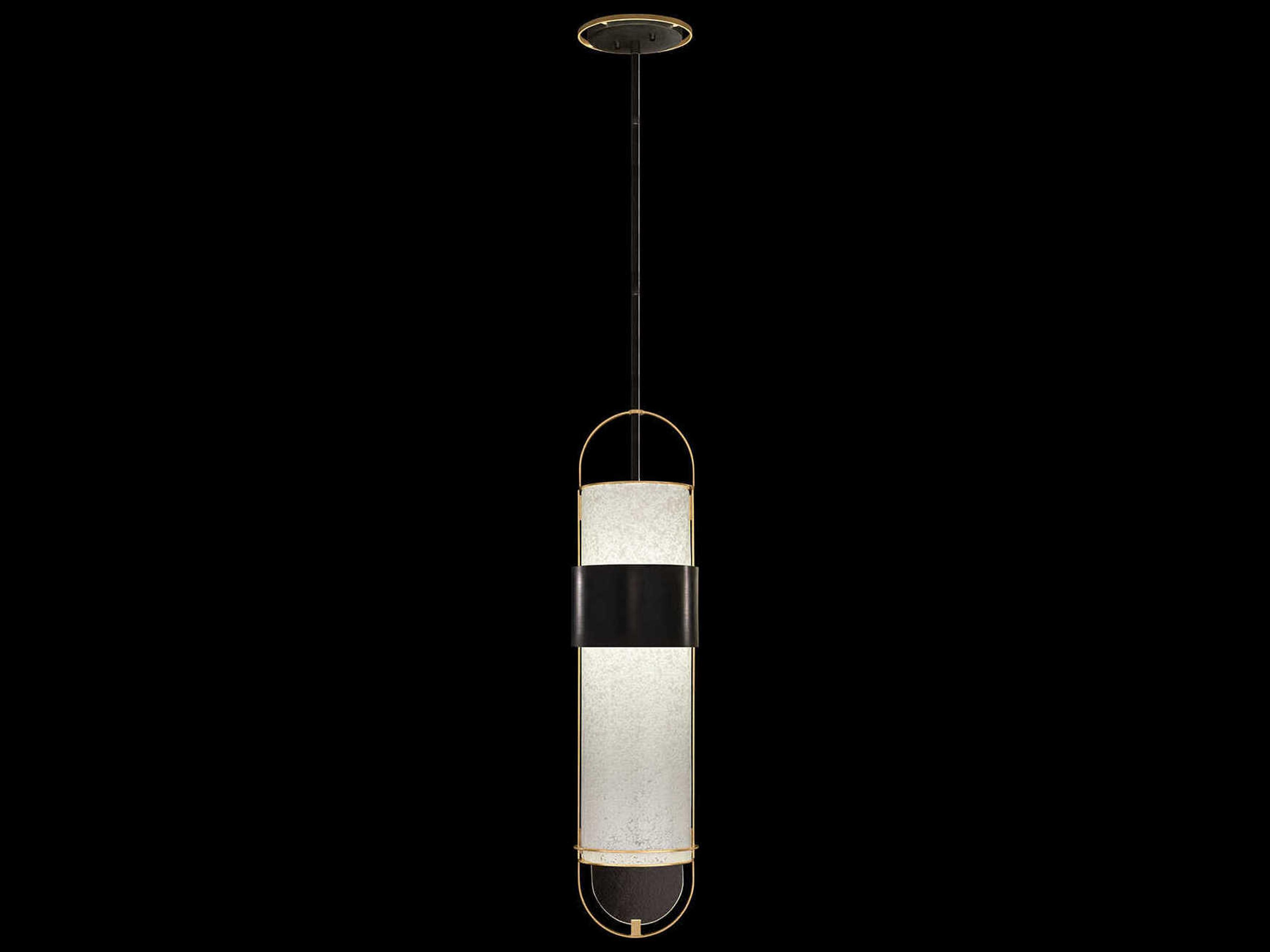Fine Art Handcrafted Lighting Bond 2-Light Black Gold Cylinder Mini Pendant