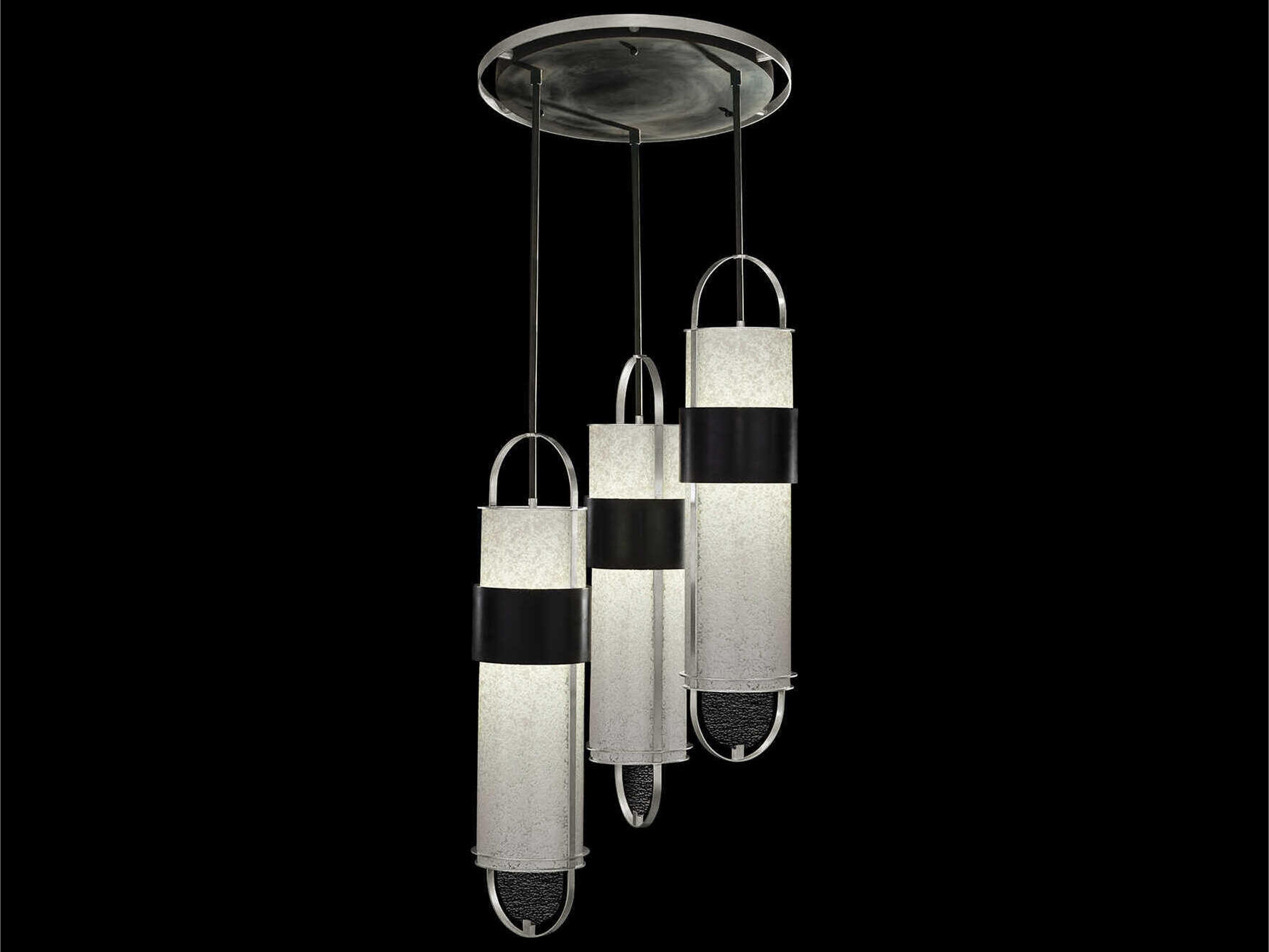 Fine Art Handcrafted Lighting Bond 6-Light Black Silver Cylinder Pendant