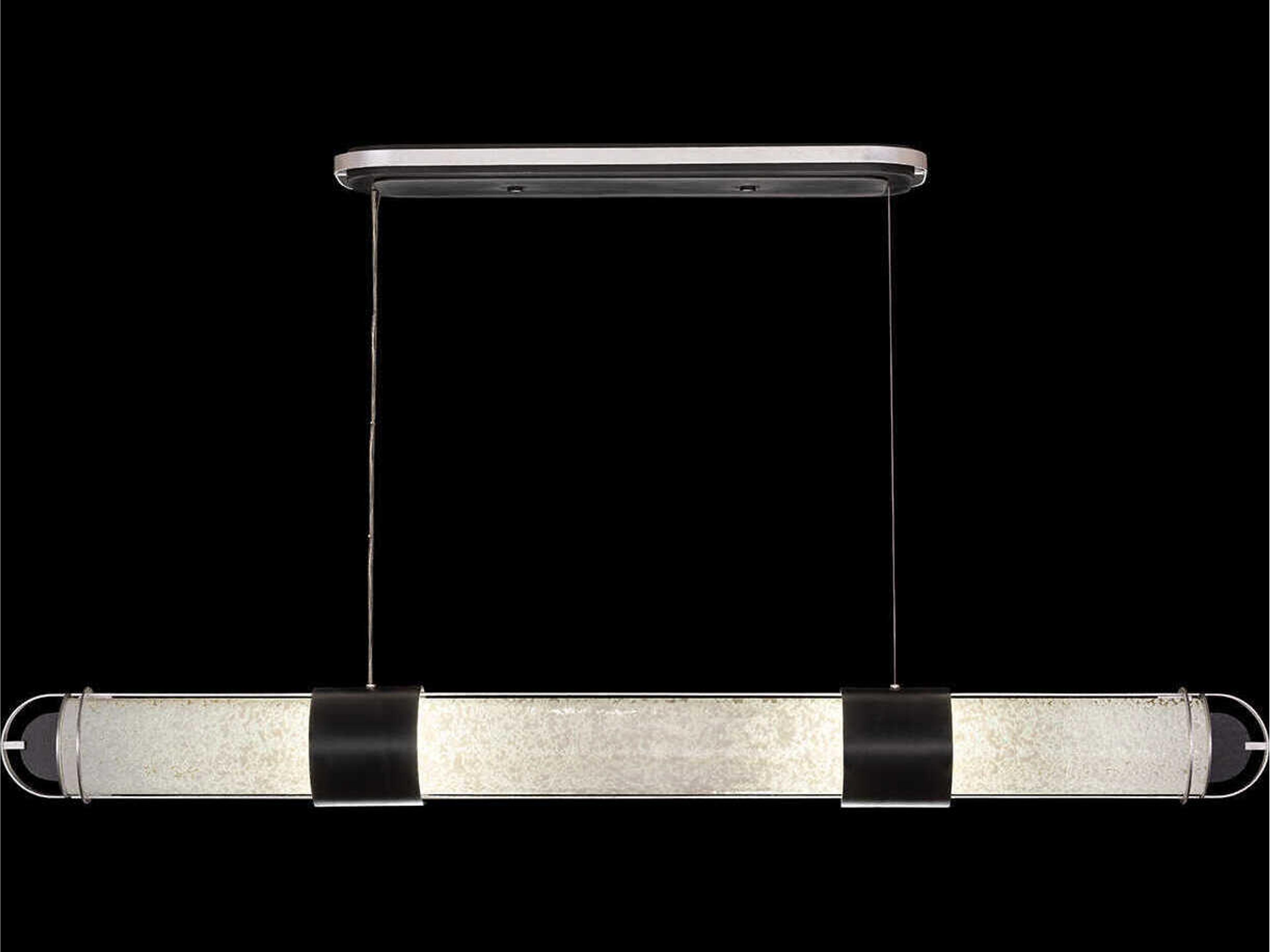 Fine Art Handcrafted Lighting Bond 4-Light Black Silver Linear Island Pendant